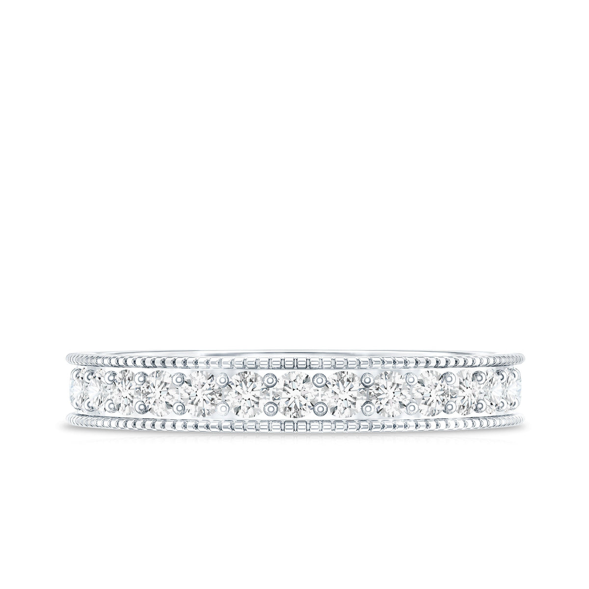 Moissanite Band Ring with Milgrain Detailing