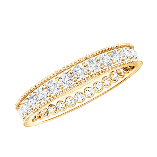 Moissanite Band Ring with Milgrain Detailing