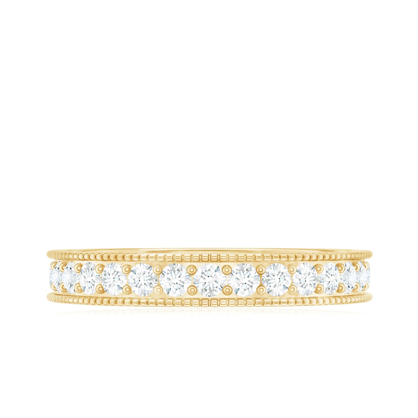 Moissanite Band Ring with Milgrain Detailing