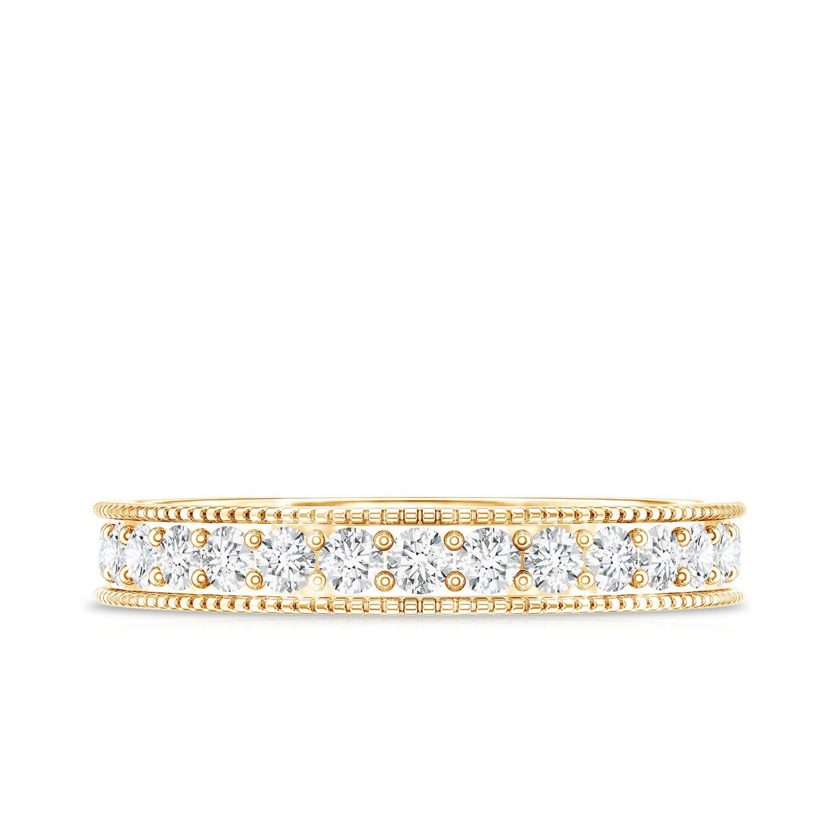 Moissanite Band Ring with Milgrain Detailing