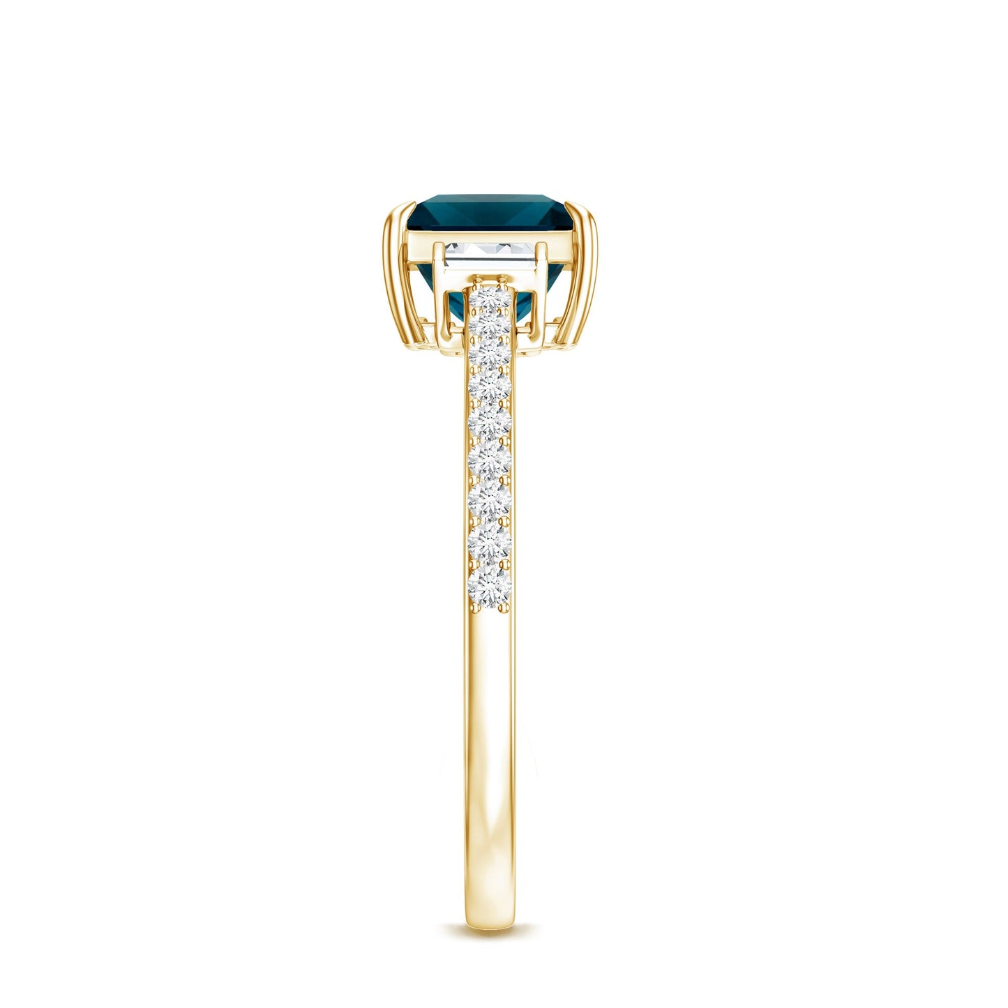 1 Carat Princess Cut London Blue Topaz Engagement Ring with Diamond