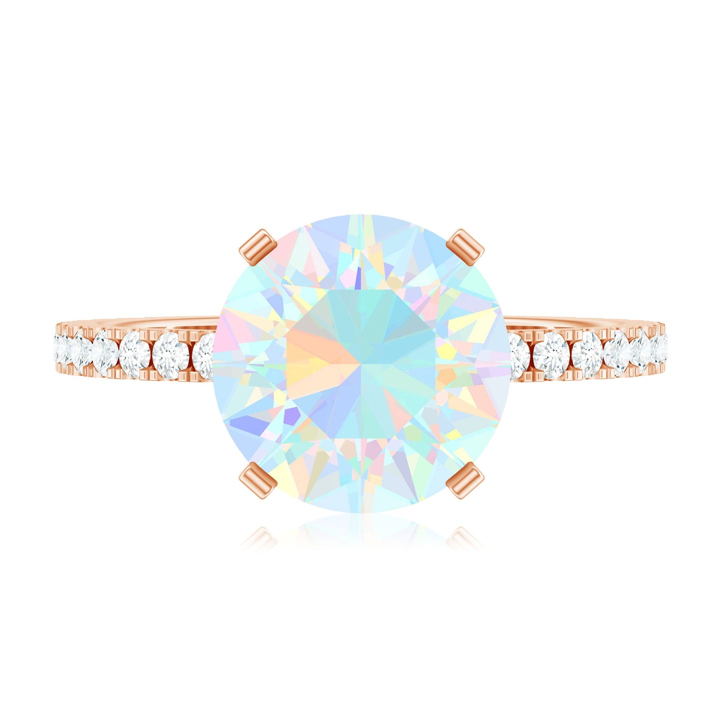 2 Carat Ethiopian Rainbow Opal Diamond Engagement Ring with Certificate