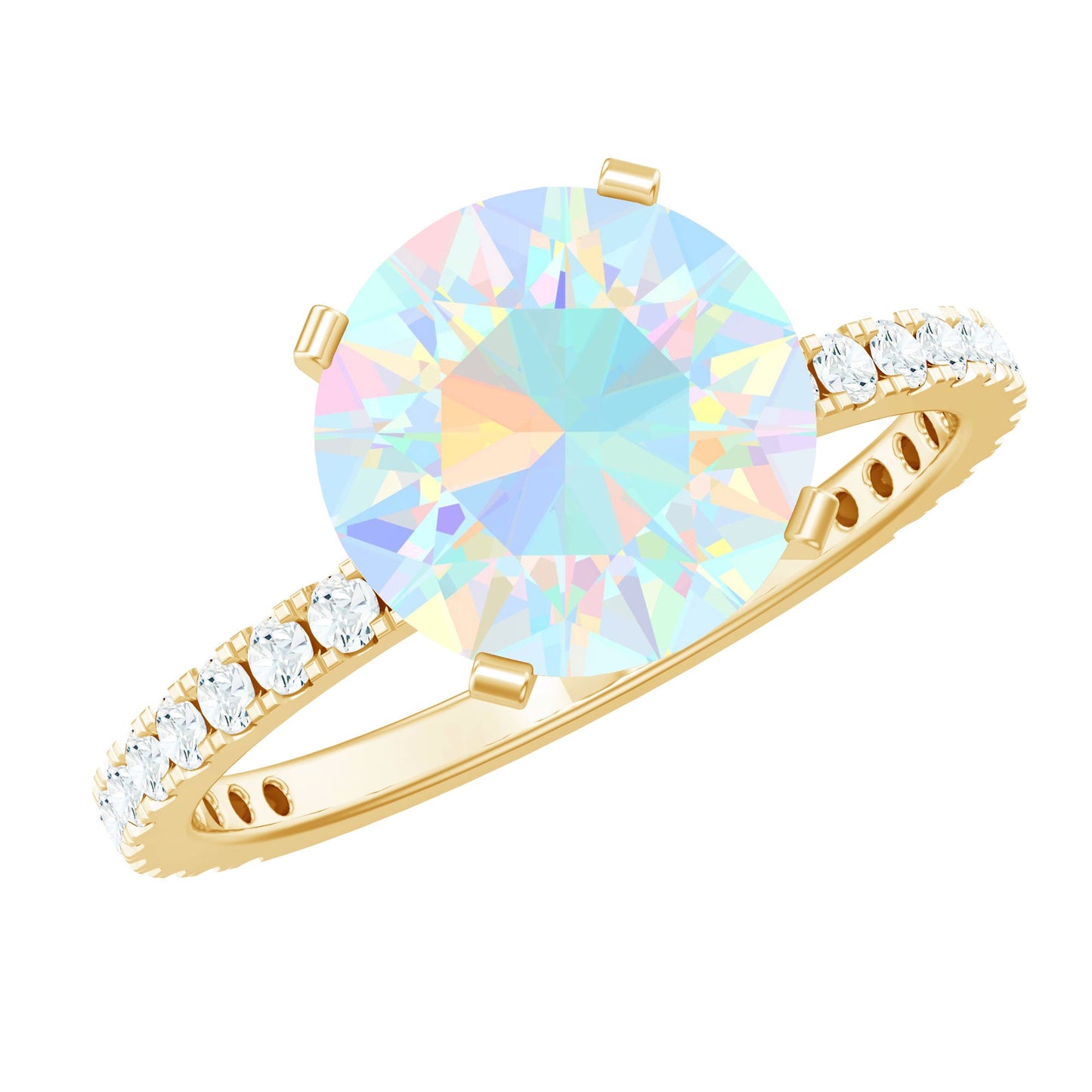 2 Carat Ethiopian Rainbow Opal Diamond Engagement Ring with Certificate