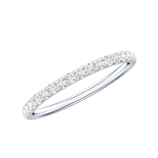 Certified Pave Moissanite Stackable Eternity Band in Silver