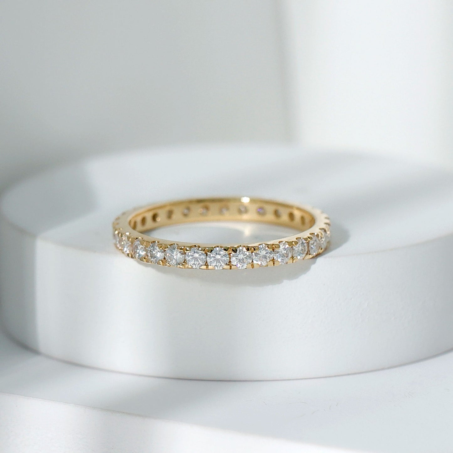 Certified French Pave Set Moissanite Stackable Full Eternity Ring