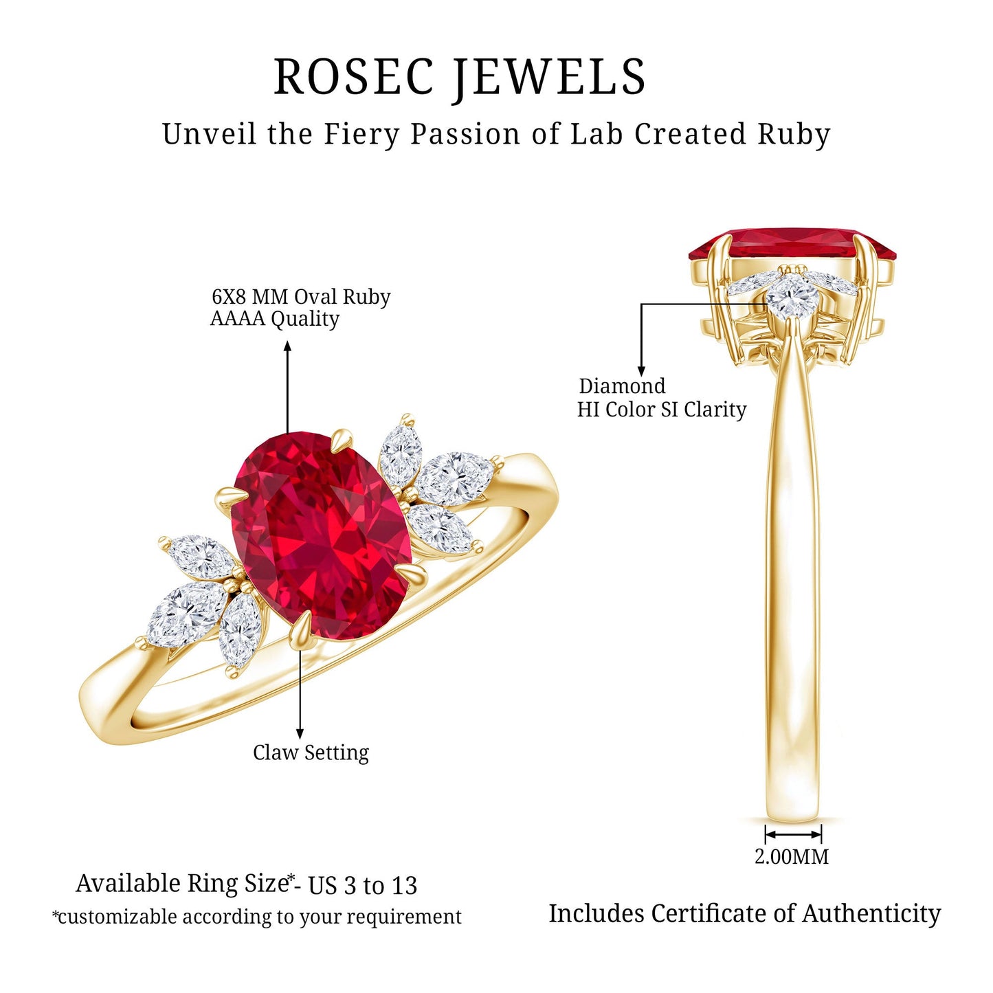 1.5 Carat Lab Created Ruby Oval Engagement Ring with Diamonds