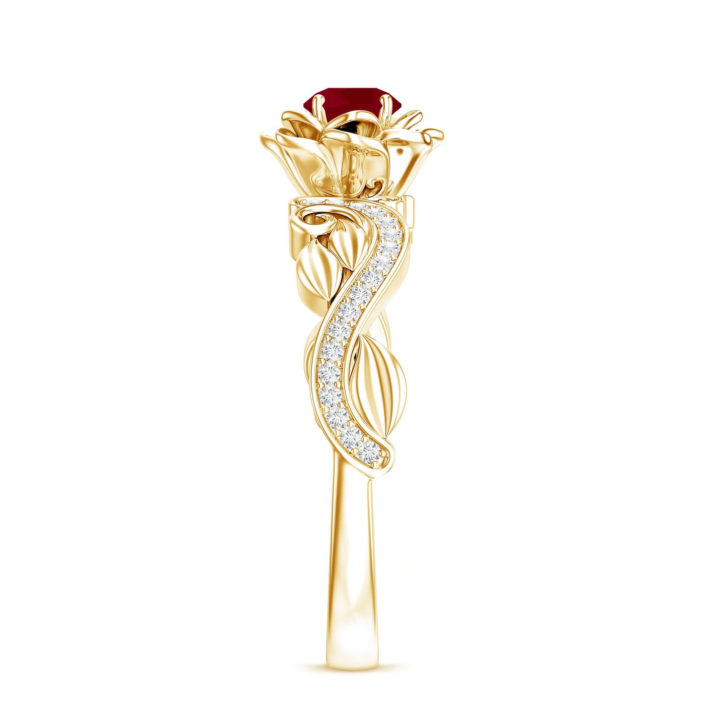 Nature Inspired 0.6 Carat Ruby Diamond Engagement Ring for Women