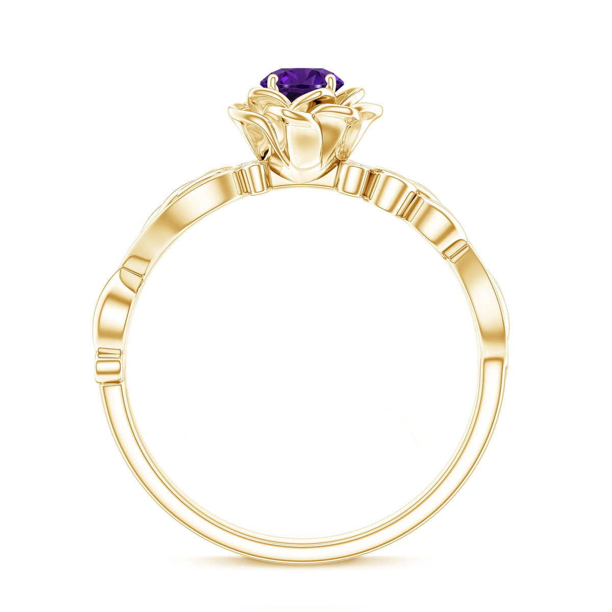 Real Amethyst Nature Inspired Engagement Ring With Diamond