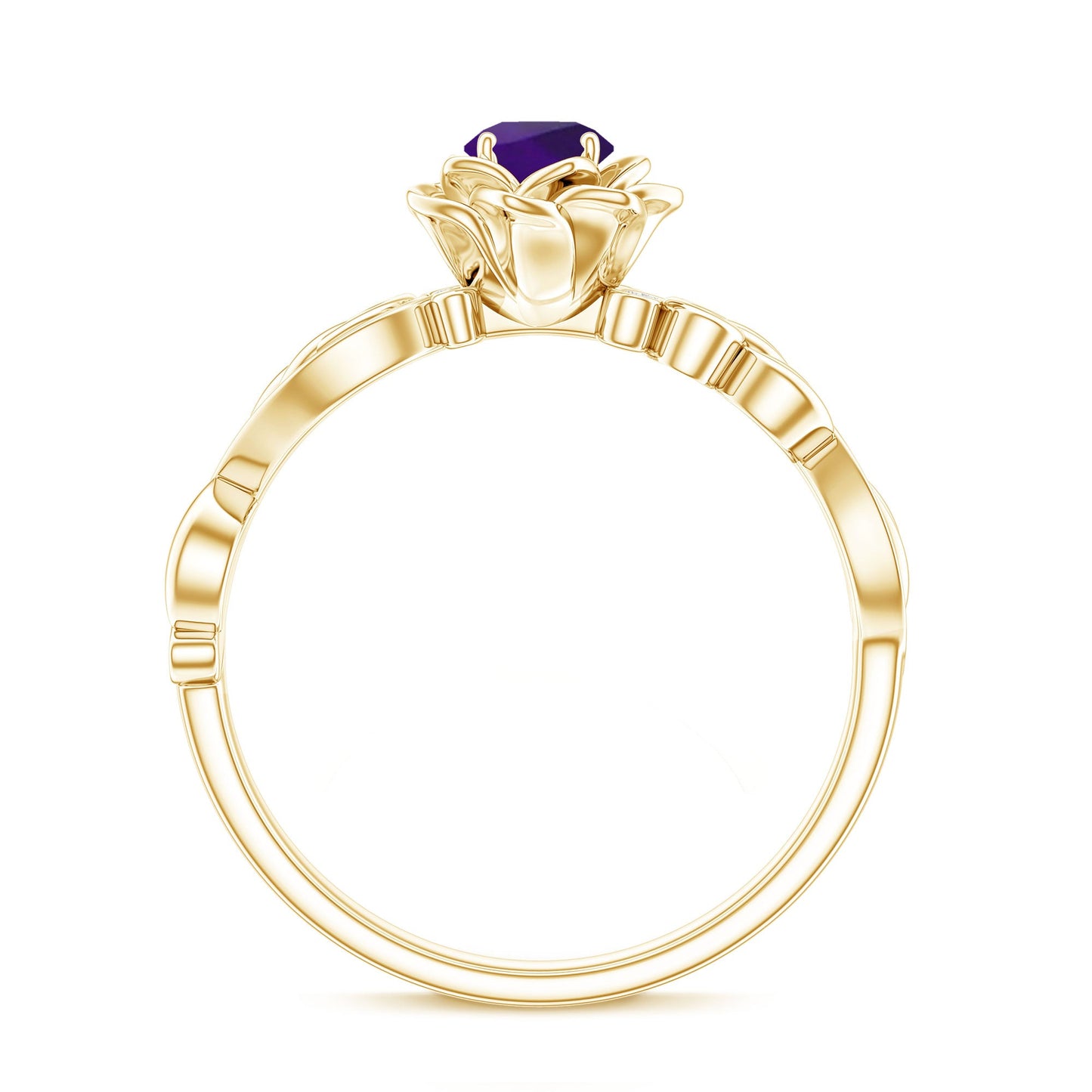 Real Amethyst Nature Inspired Engagement Ring With Diamond