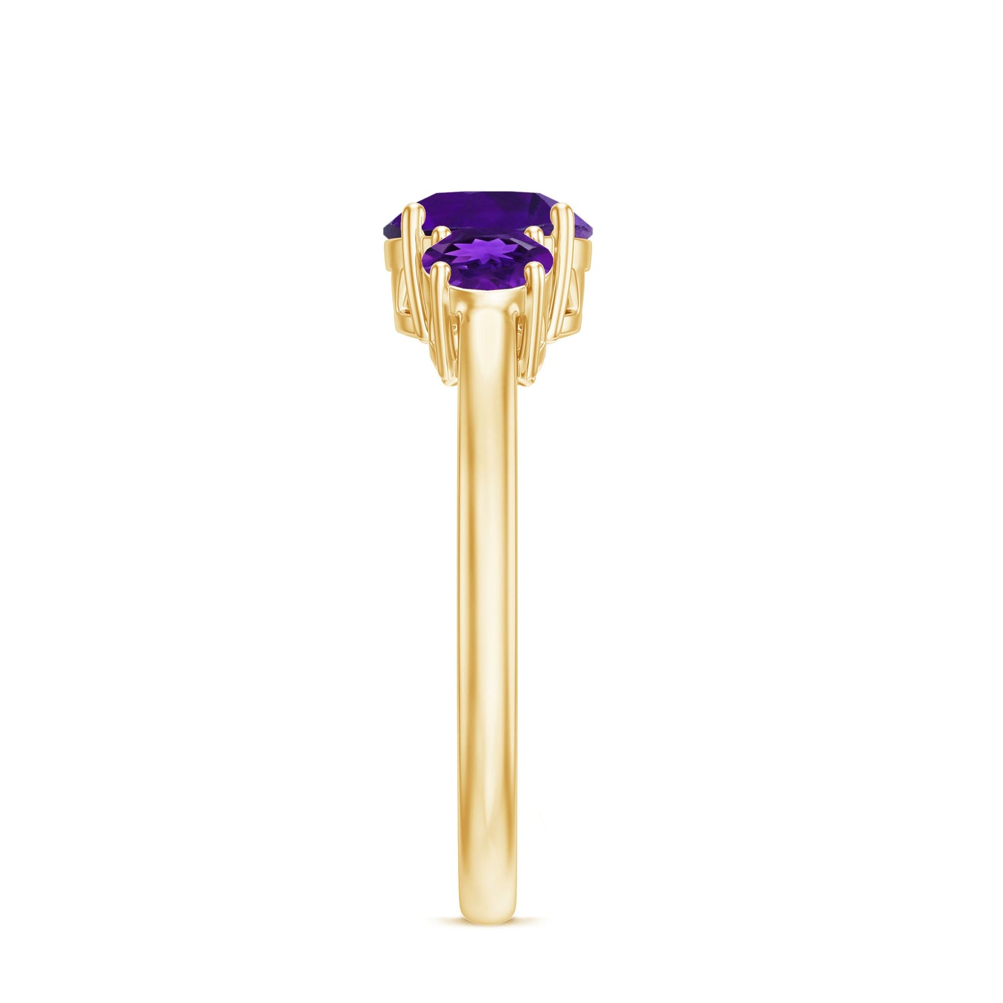 Real Amethyst 3 Stone Engagement Ring for Women