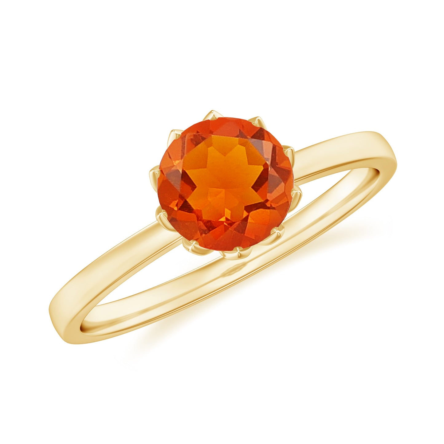 0.75 Carat Round Fire Opal Solitaire Ring in Lotus Basket Setting