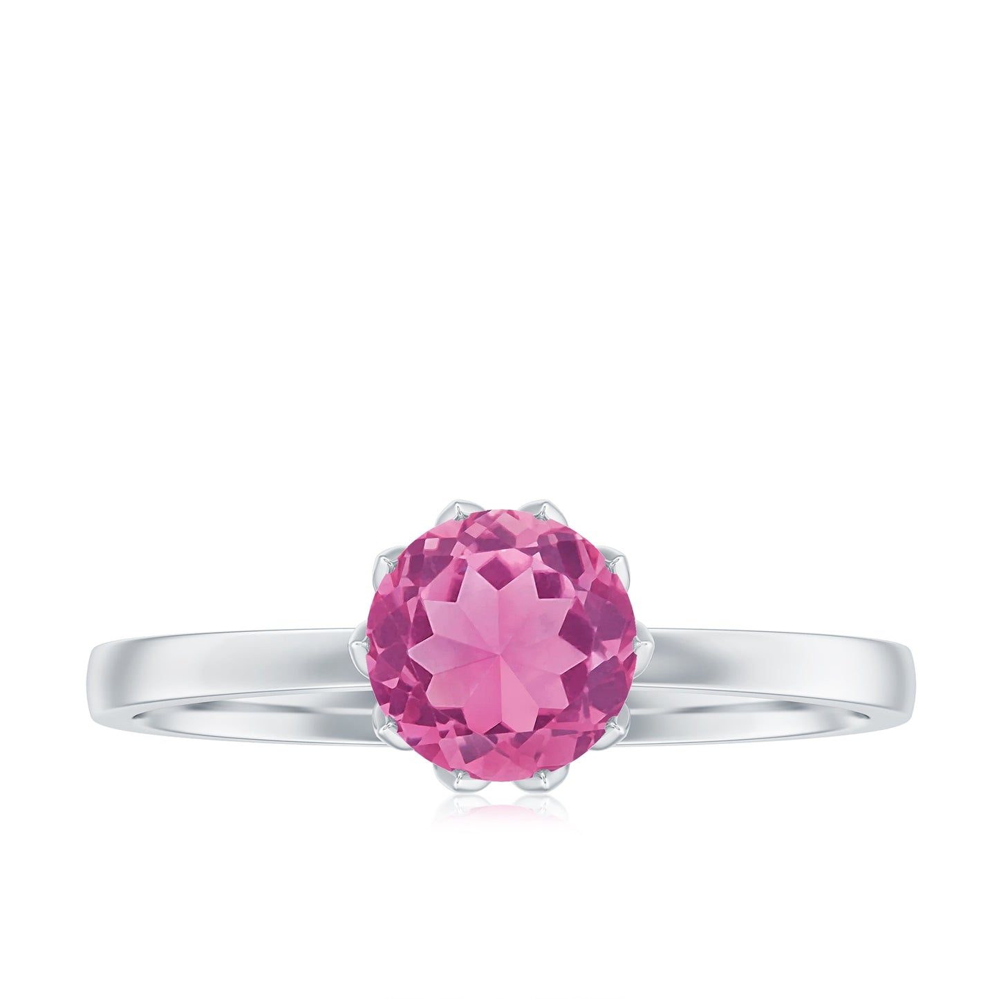 1.2 Carat Natural Pink Tourmaline Solitaire Ring in Lotus Basket Setting