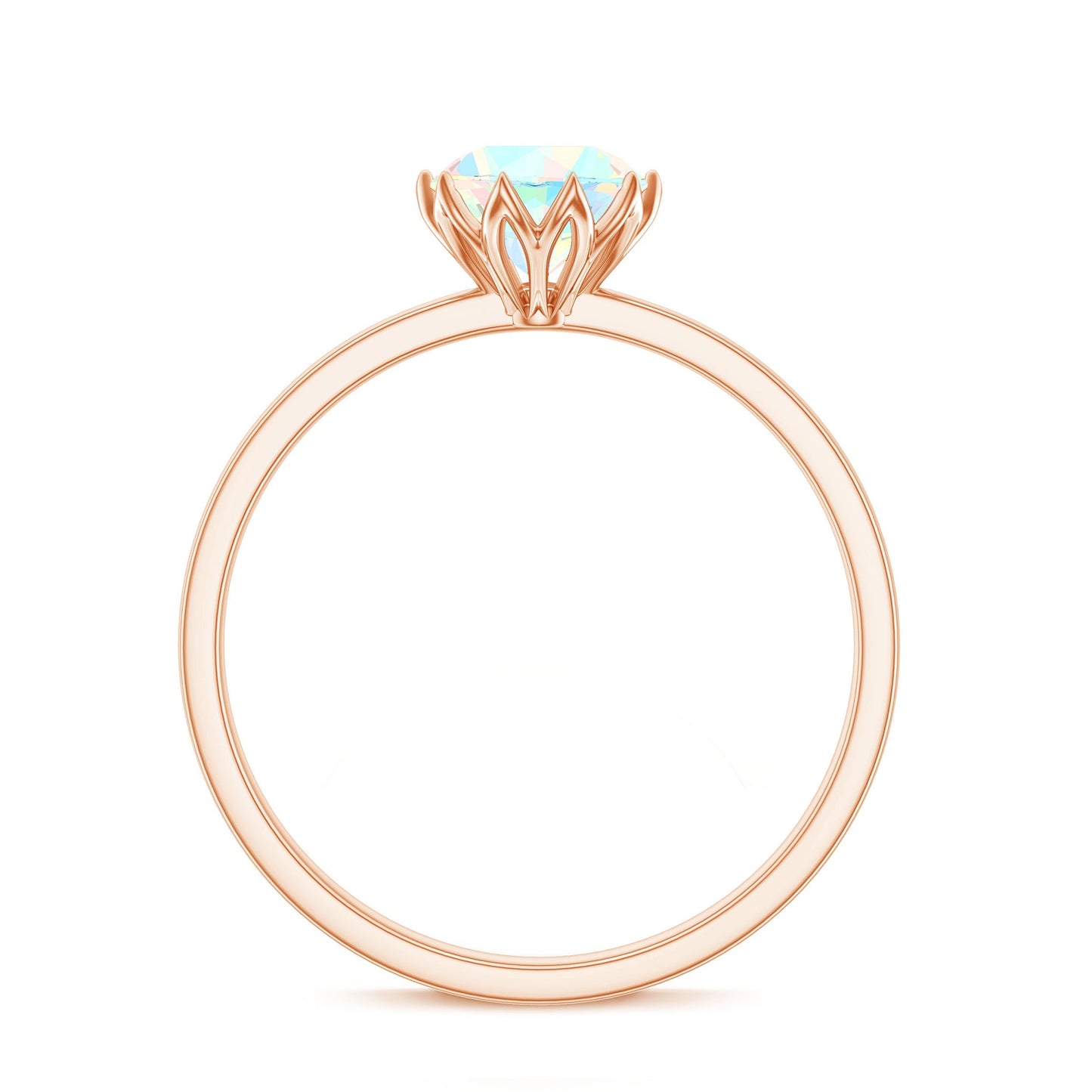Natural 2 Cart Ethiopian Opal Engagement Ring in Lotus Basket Setting