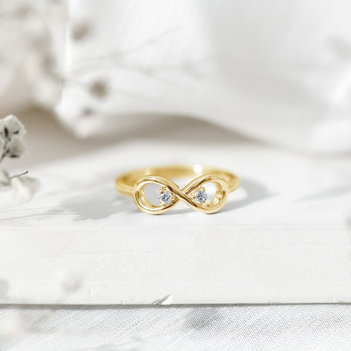 Minimalist Moissanite Infinity Promise Ring