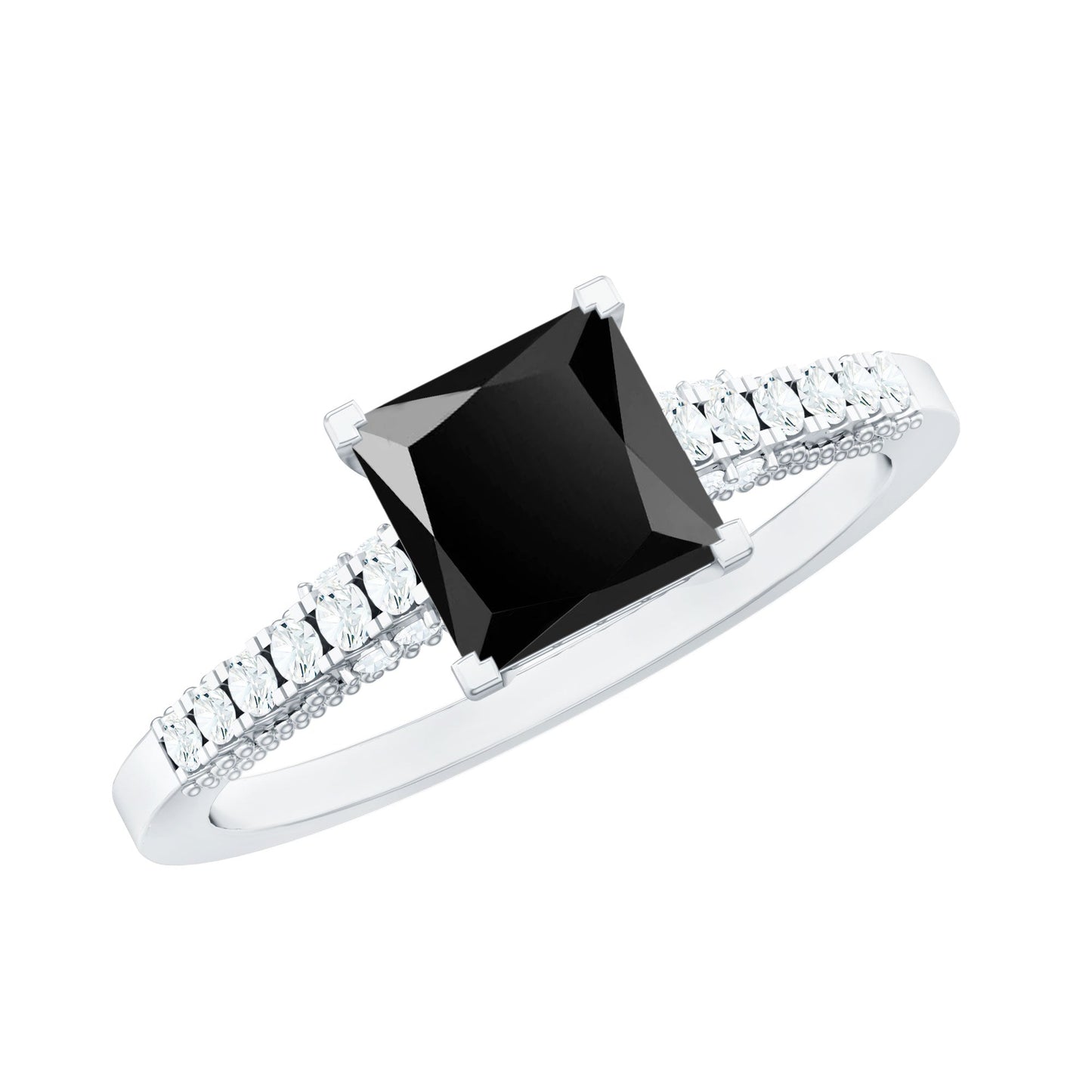 Vintage Inspired 1 Carat Lab Created Black and White Diamond Engagement Ring