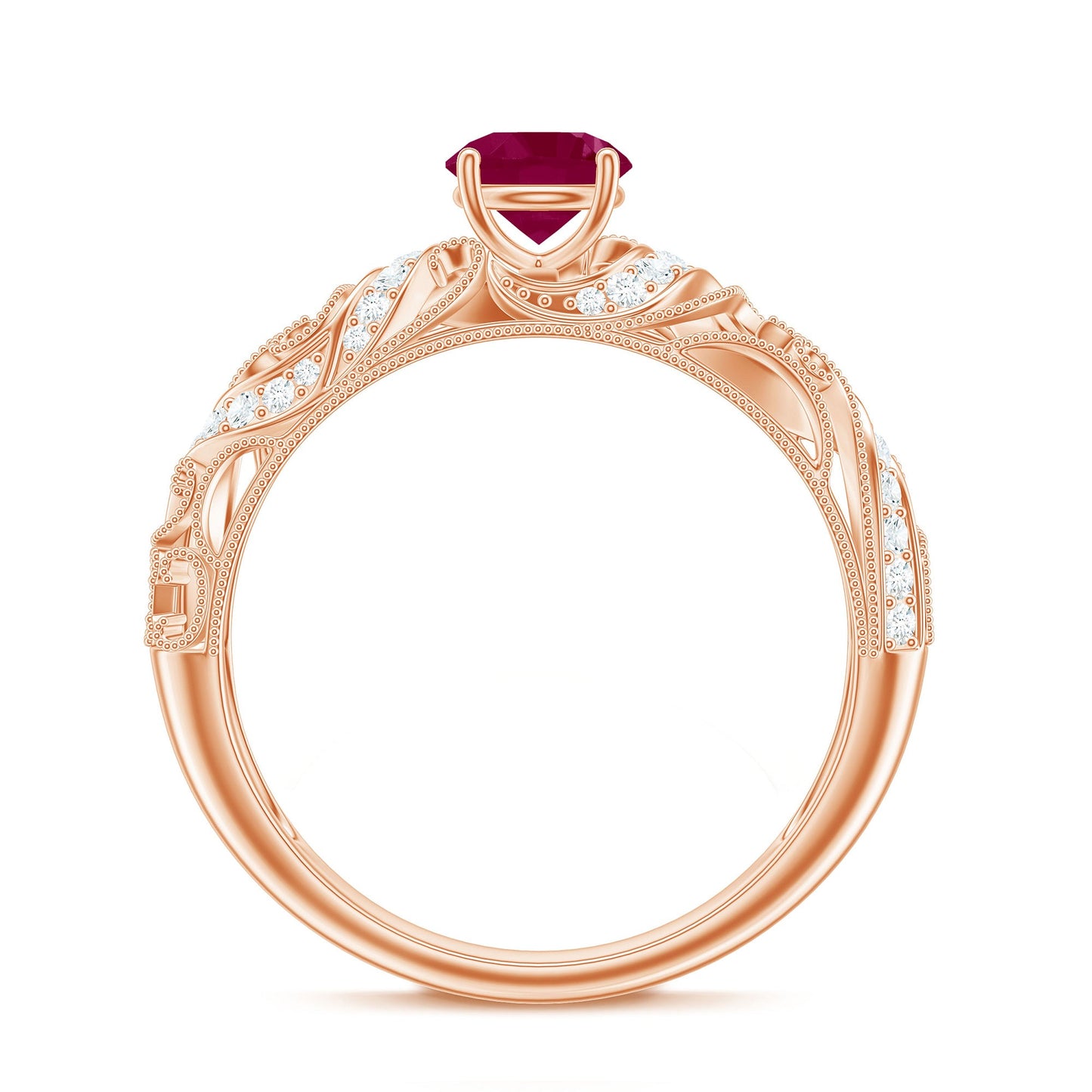 Vintage Style 0.6 Carat Ruby Engagement Ring with Diamond