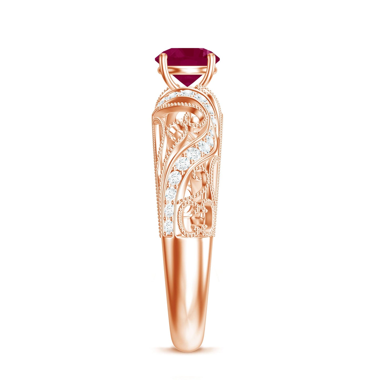 Vintage Style 0.6 Carat Ruby Engagement Ring with Diamond