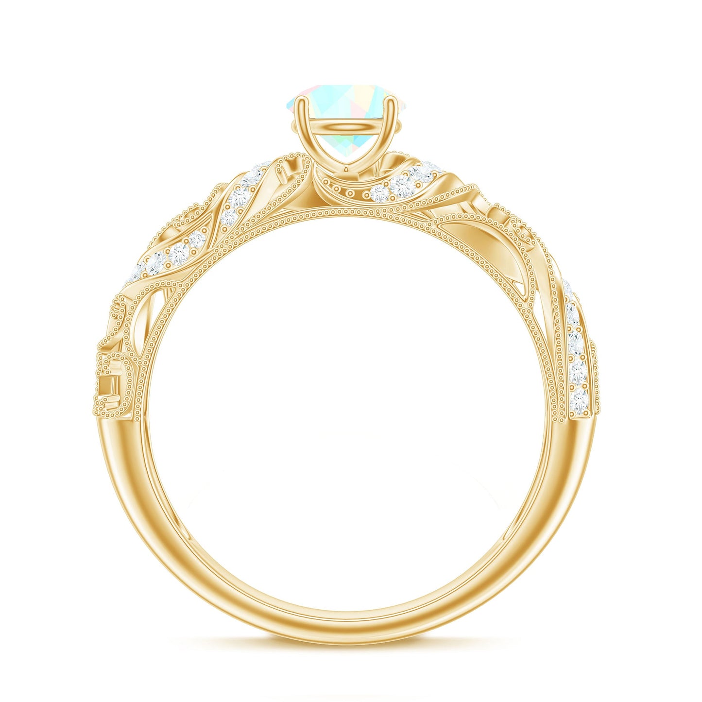 Natural Ethiopian Opal Diamond Vintage Looking Engagement Ring with Certificate