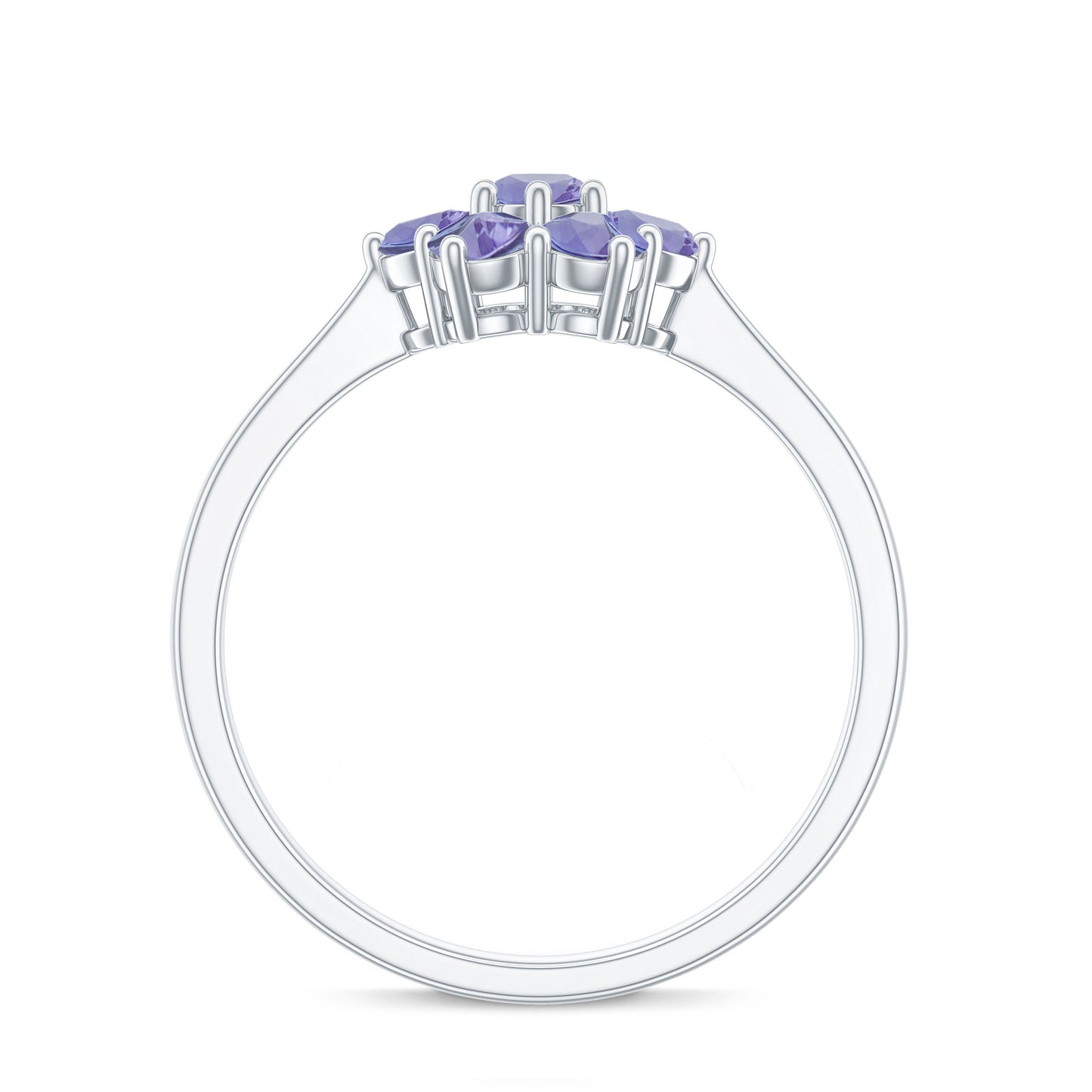 Natural Tanzanite Flower Cluster Engagement Ring