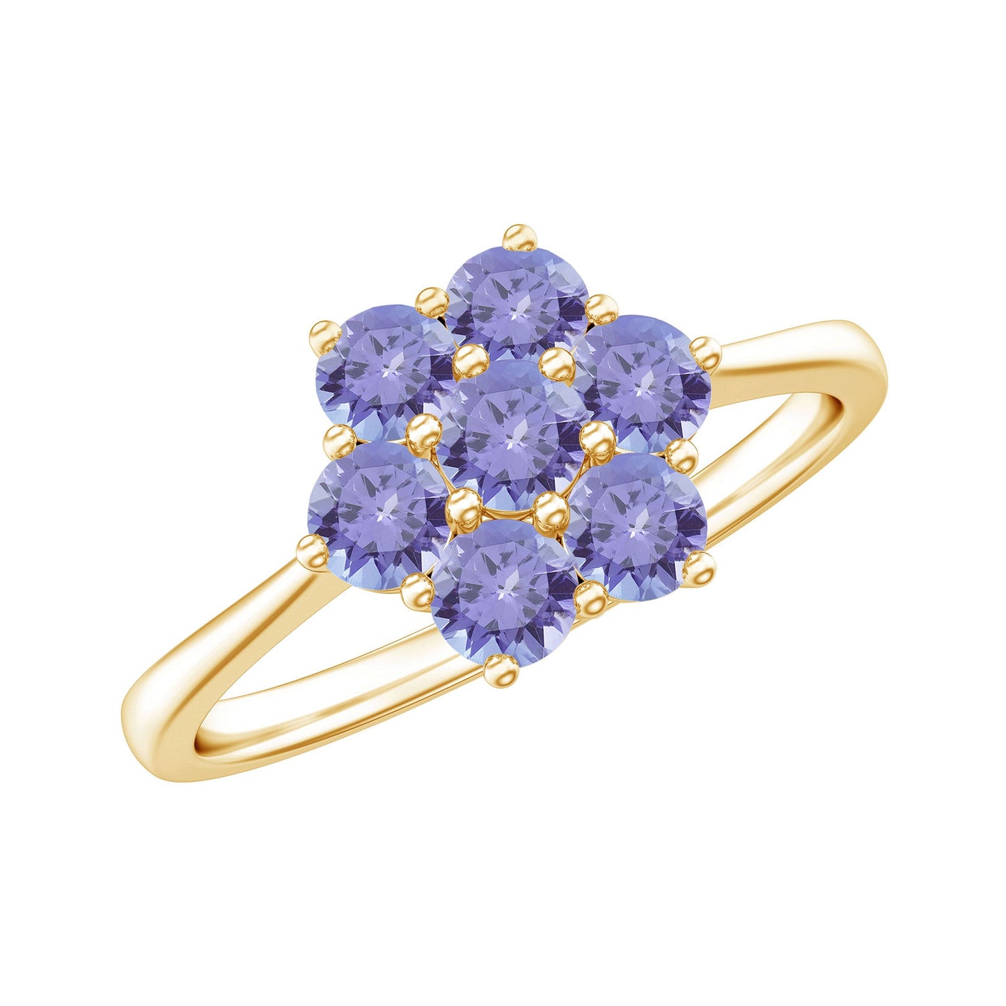 Natural Tanzanite Flower Cluster Engagement Ring