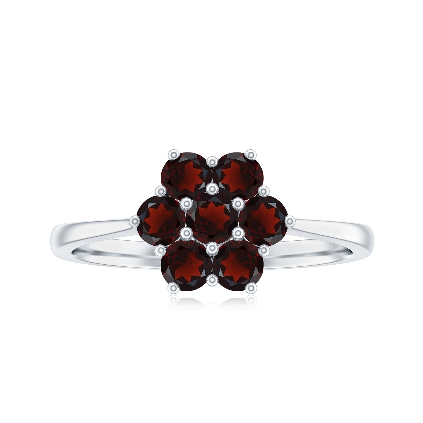 Natural Garnet Flower Cluster Engagement Ring