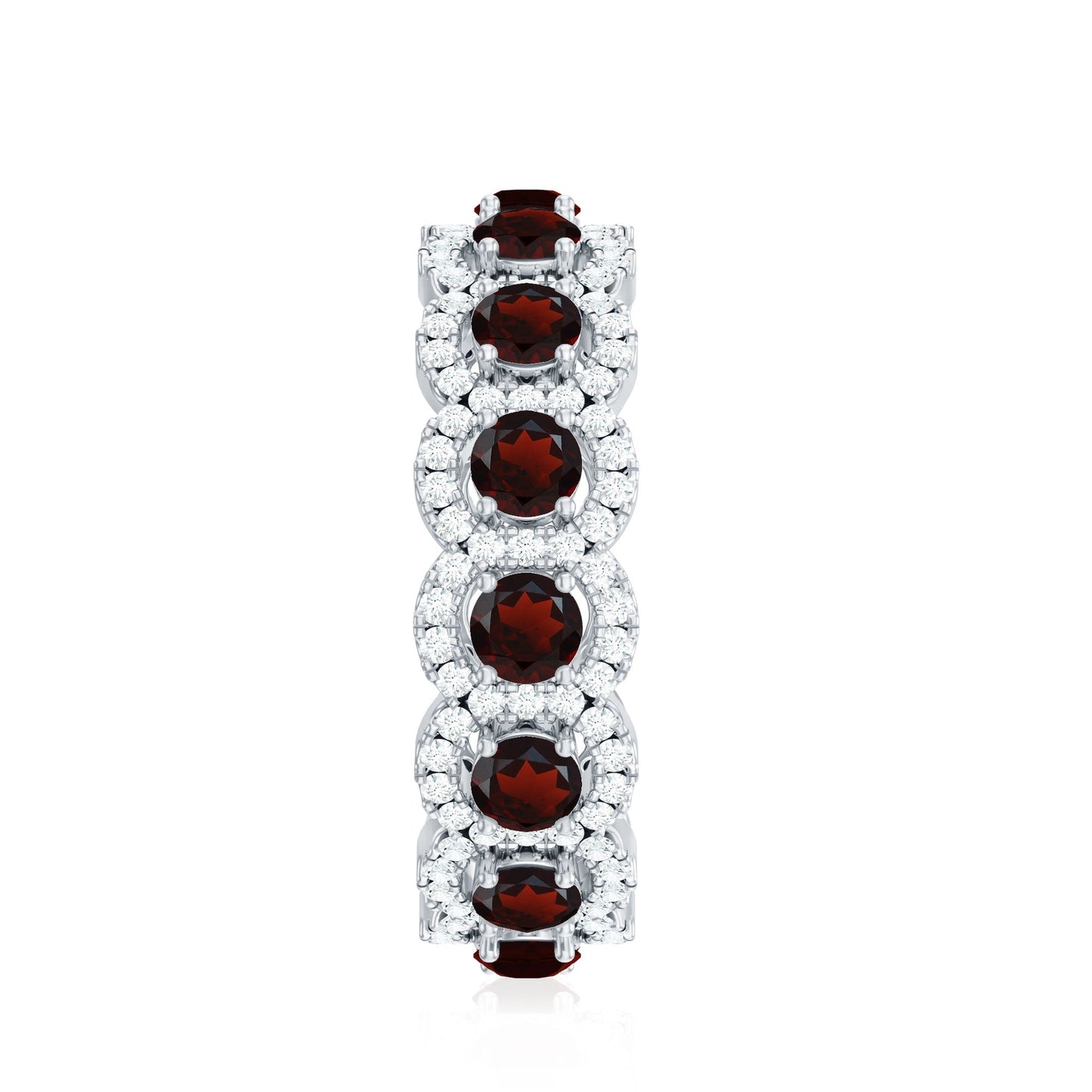 Genuine Garnet Eternity Wedding Band with Moissanite