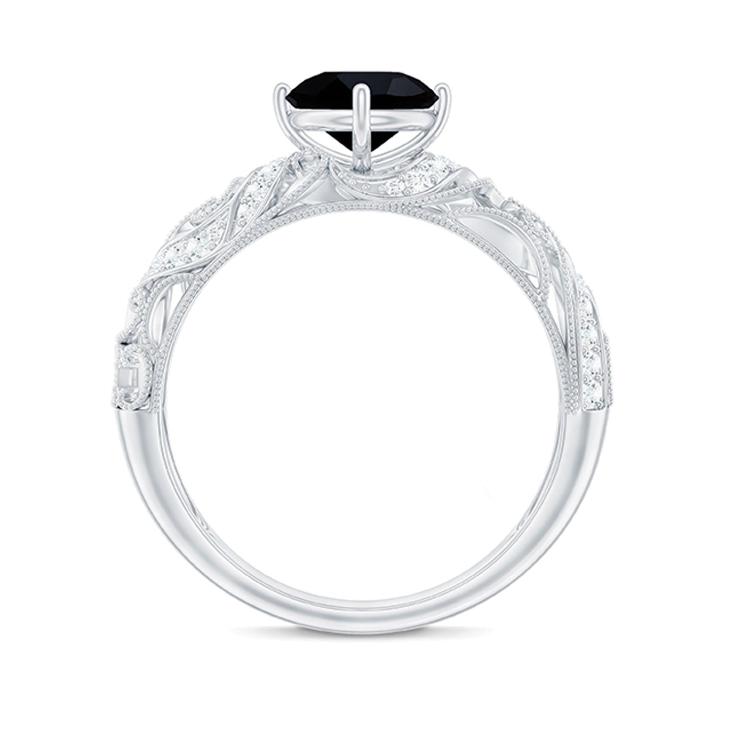 Vintage Inspired Onyx and Diamond Engagement Ring
