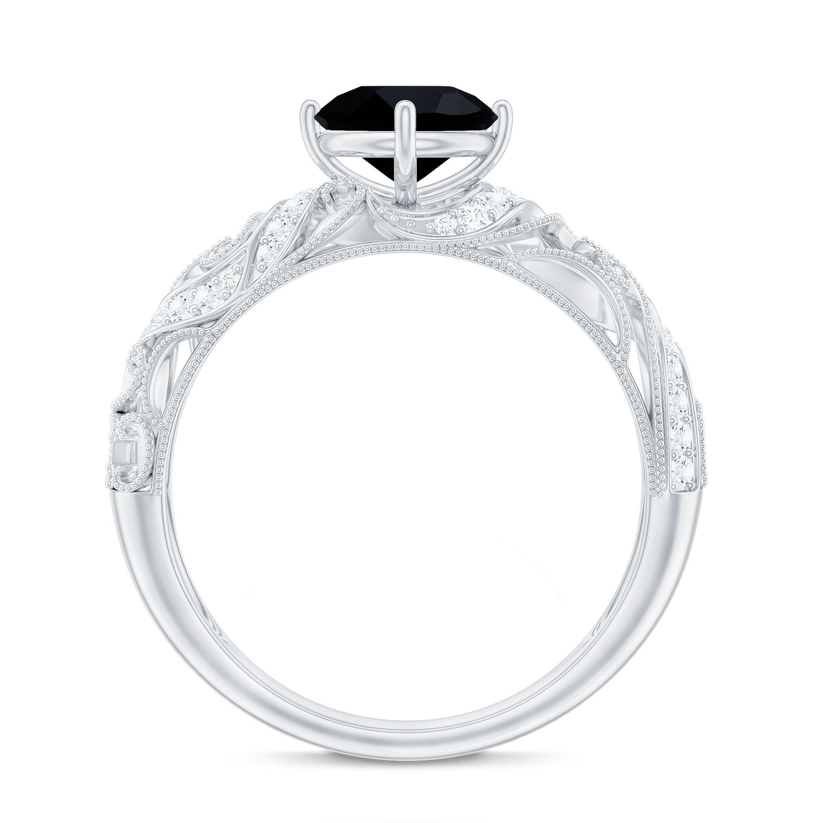 Vintage Inspired Onyx and Diamond Engagement Ring