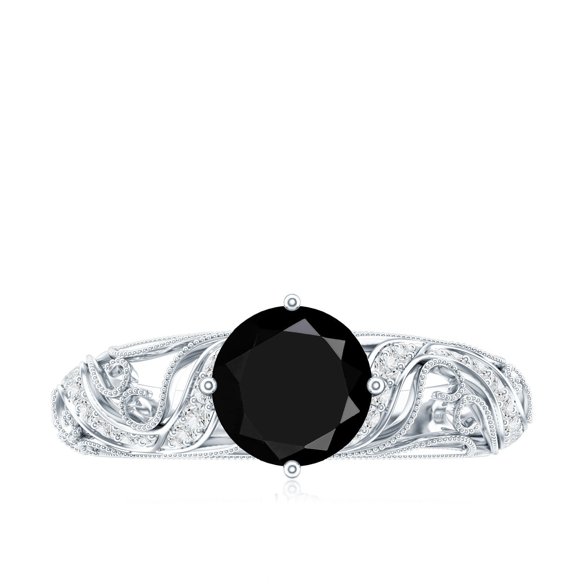 Vintage Inspired Onyx and Diamond Engagement Ring