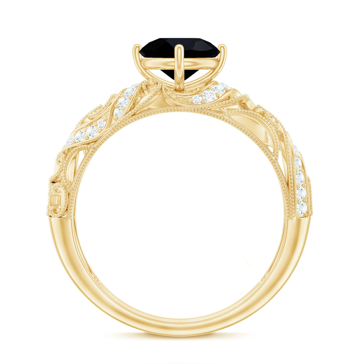 Vintage Inspired Onyx and Diamond Engagement Ring