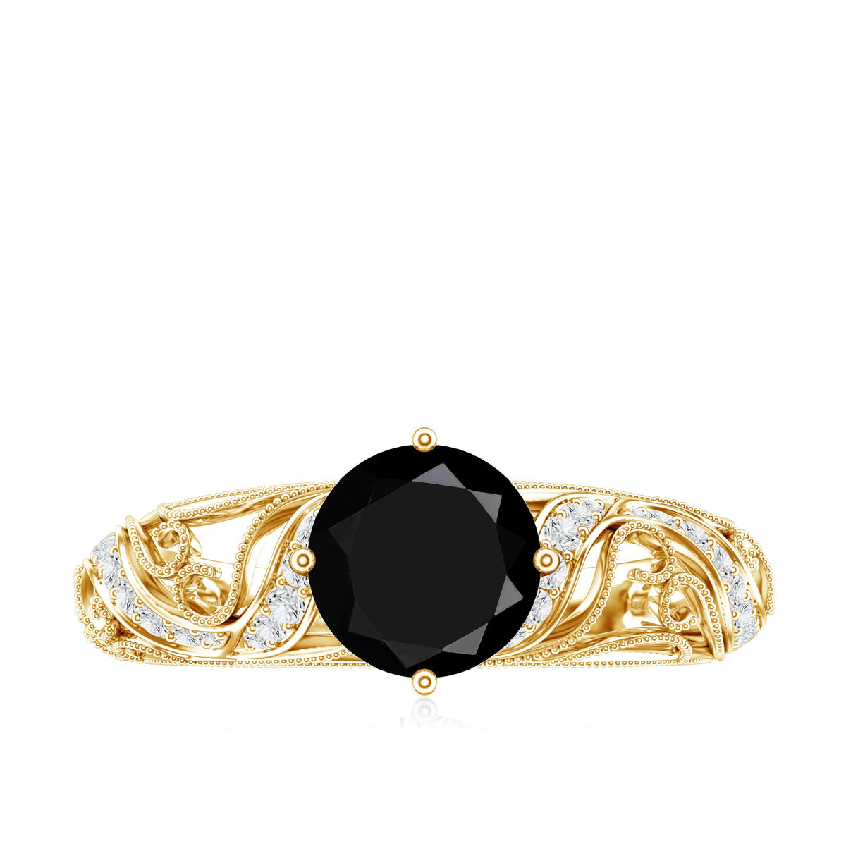 Vintage Inspired Onyx and Diamond Engagement Ring