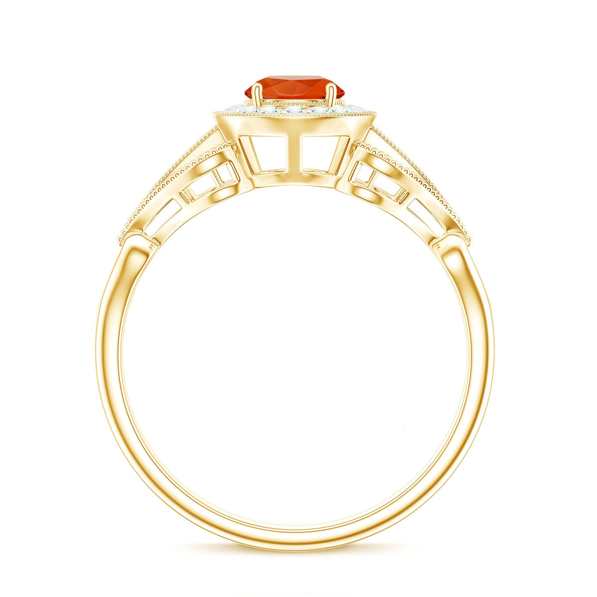 Real 0.45 Carat Fire Opal and Diamond Vintage Inspired Engagement Ring