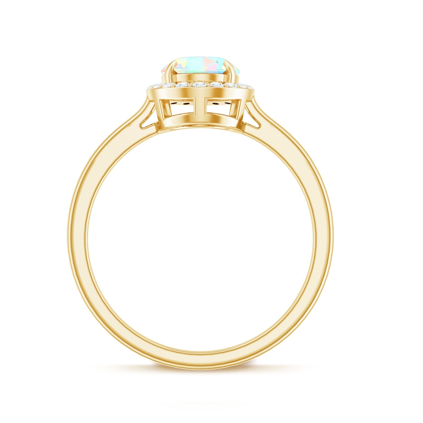 Natural Ethiopian Opal Oval Engagement Ring with Diamond Halo