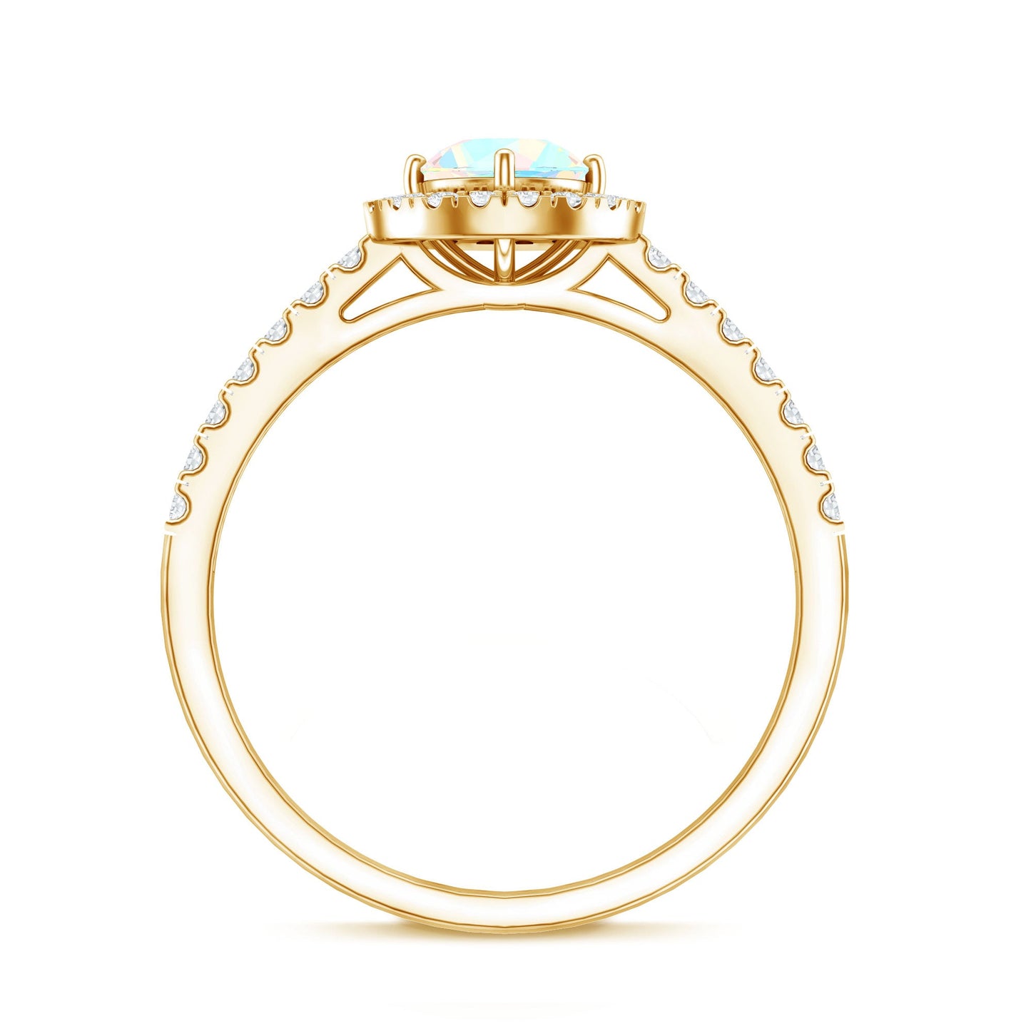 Natural Ethiopian Opal Diamond Engagement Ring with Halo
