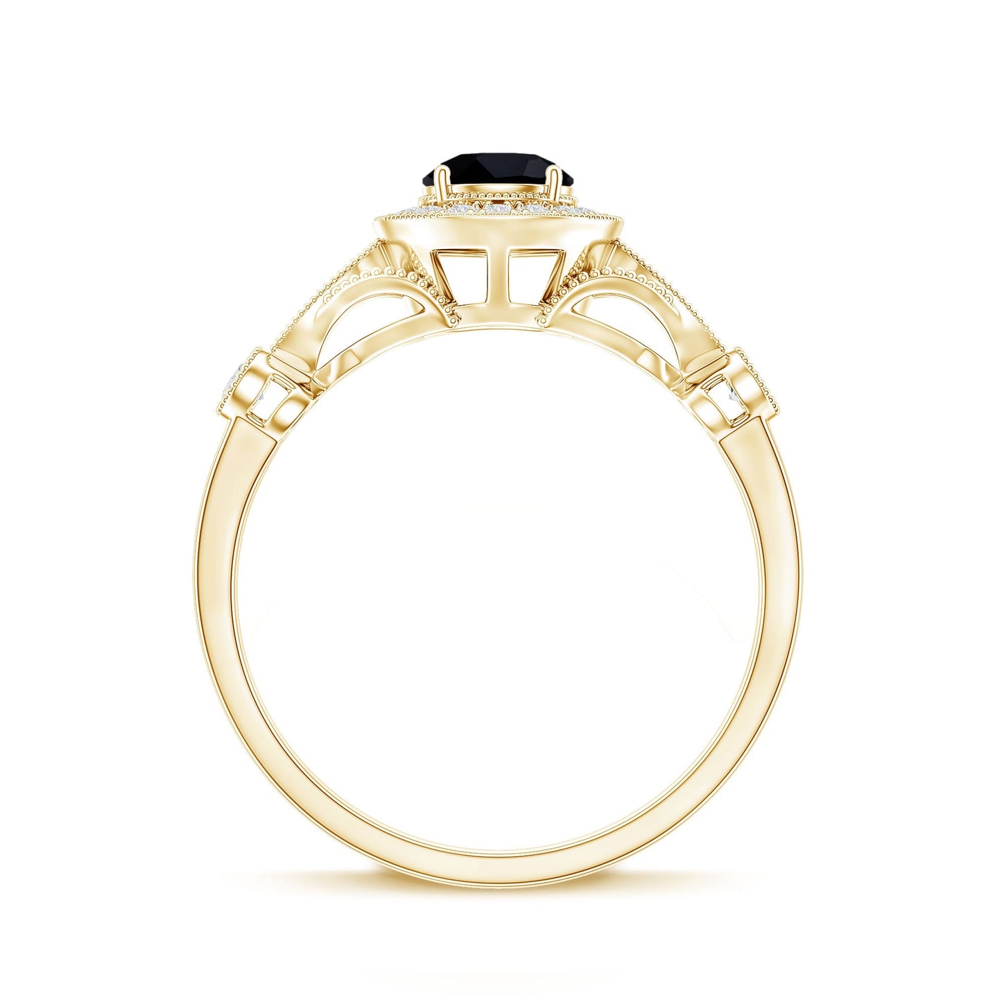 Vintage Inspired Black Onyx and Diamond Engagement Ring