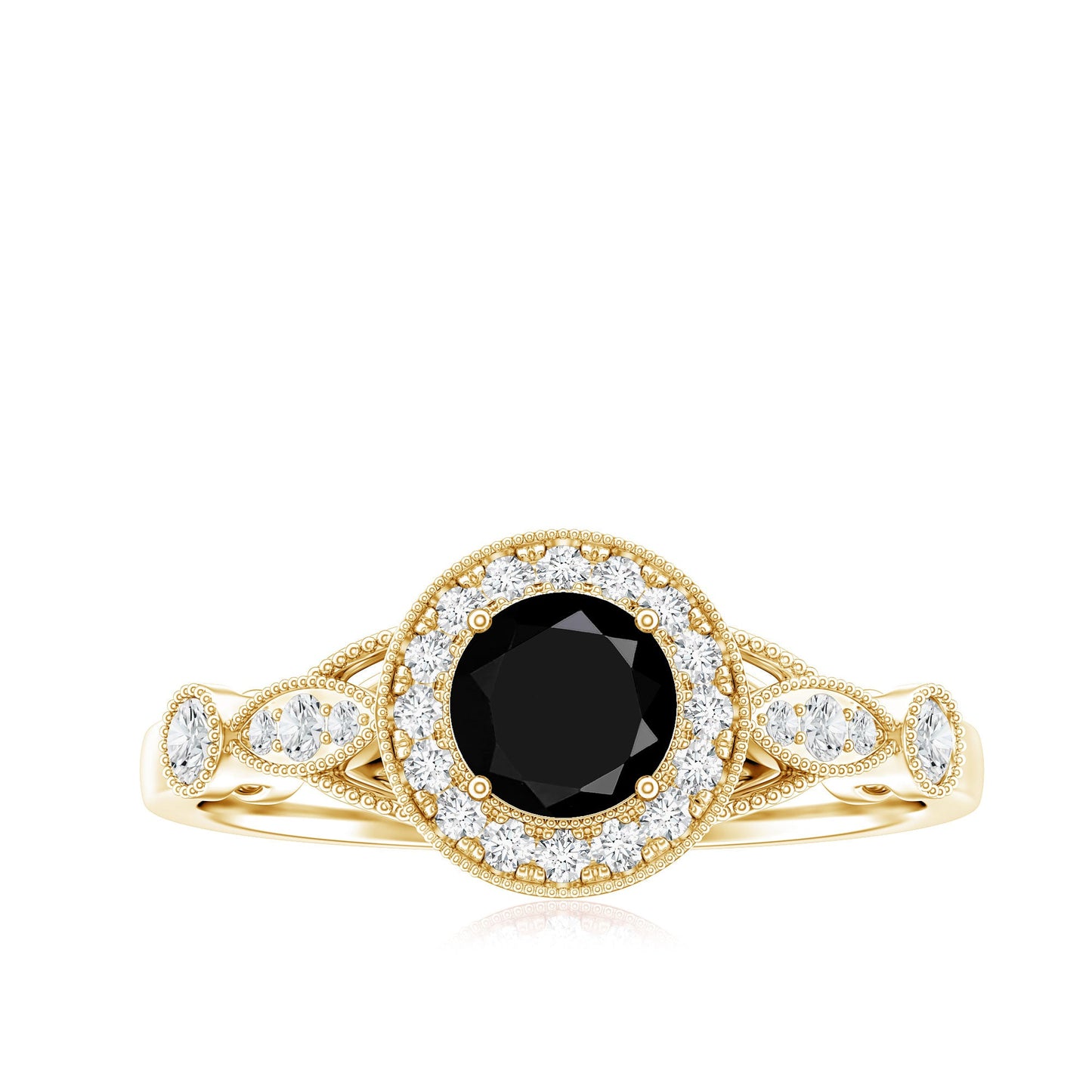 Vintage Inspired Black Onyx and Diamond Engagement Ring