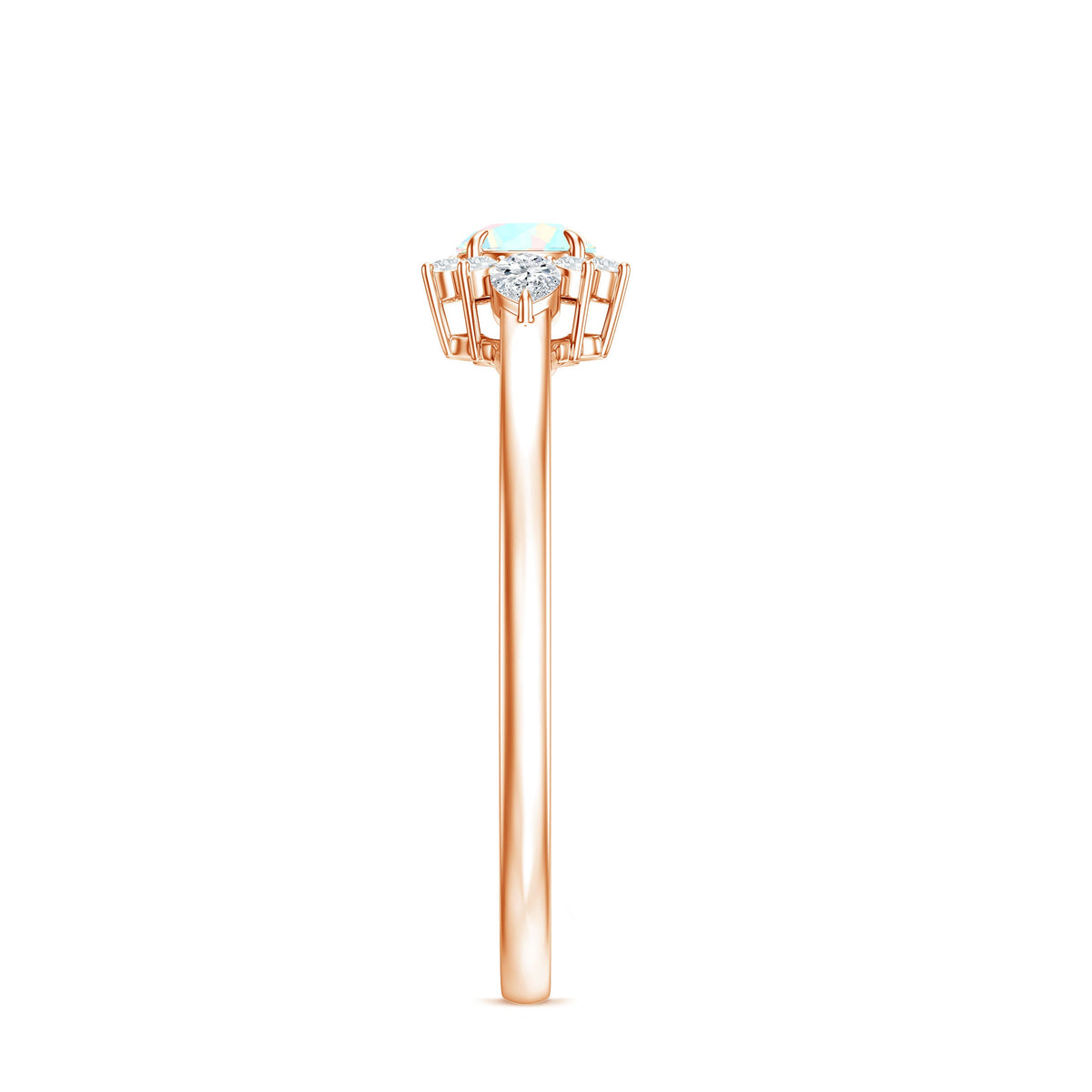 Real Ethiopian Rainbow Opal Diamond Promise Ring with Certificate