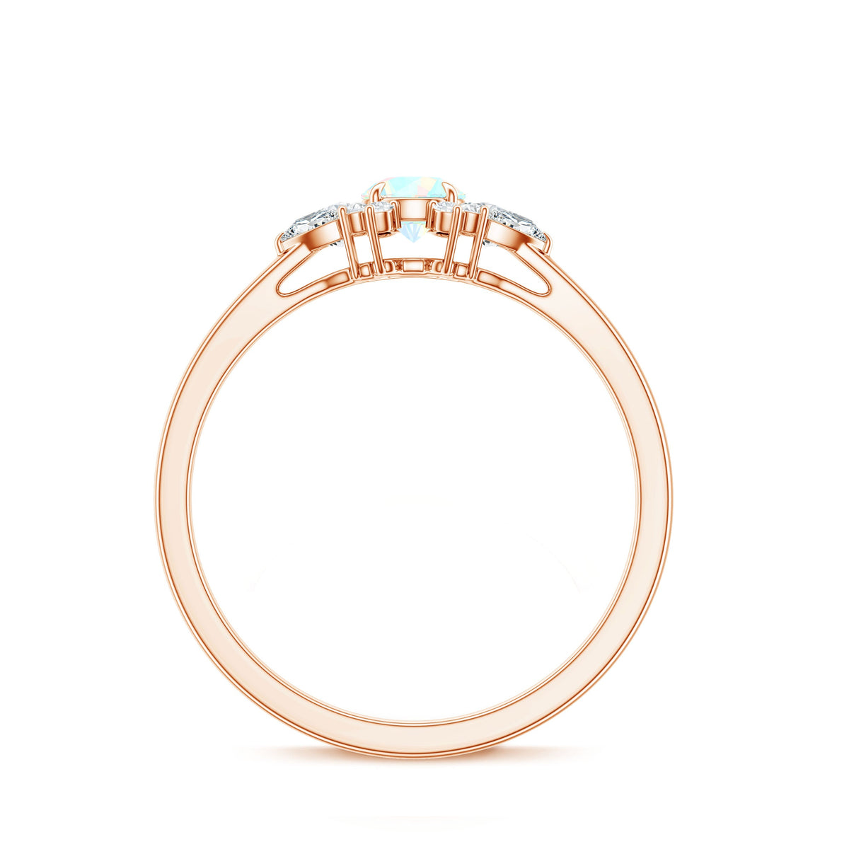 Real Ethiopian Rainbow Opal Diamond Promise Ring with Certificate
