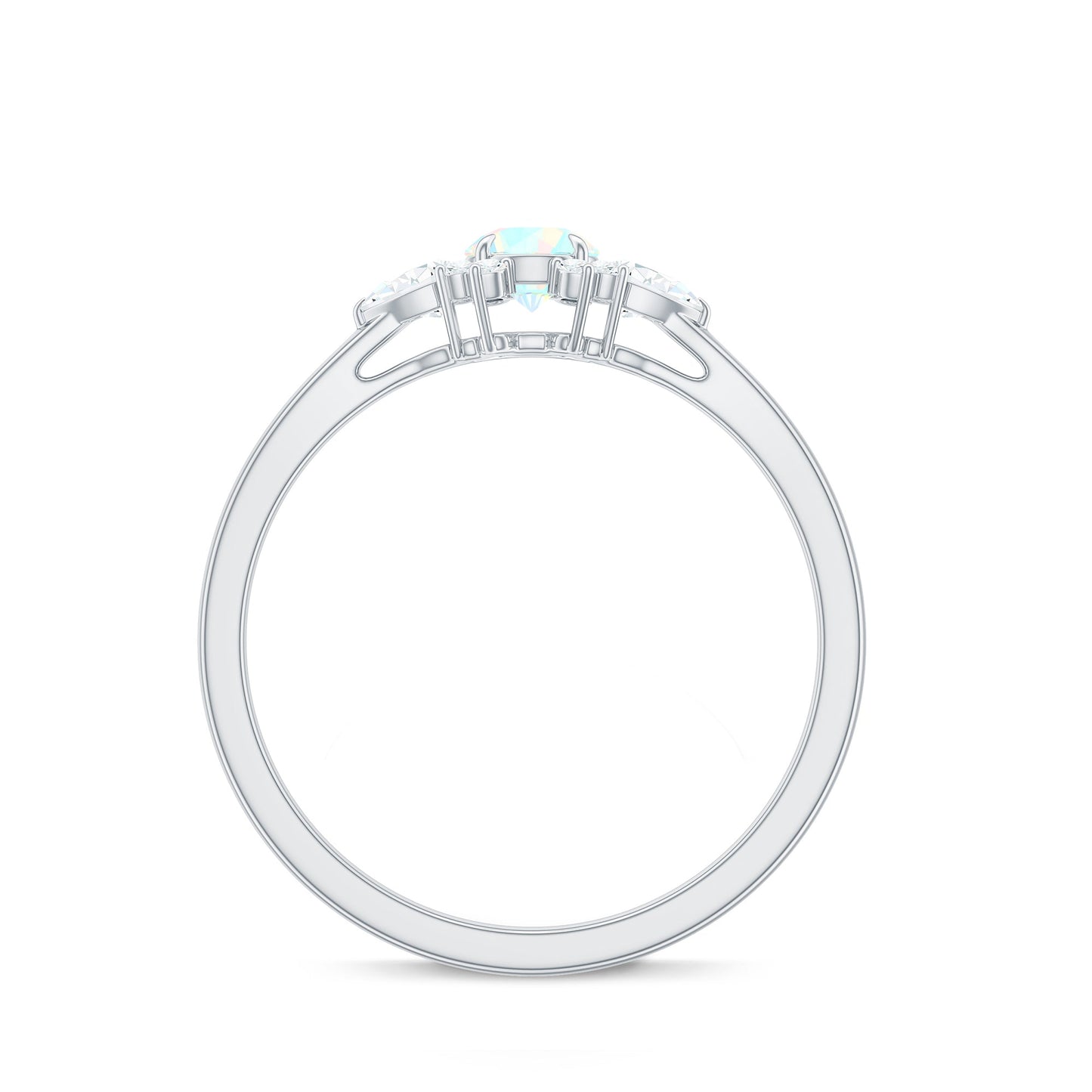 Real Ethiopian Rainbow Opal Diamond Promise Ring with Certificate