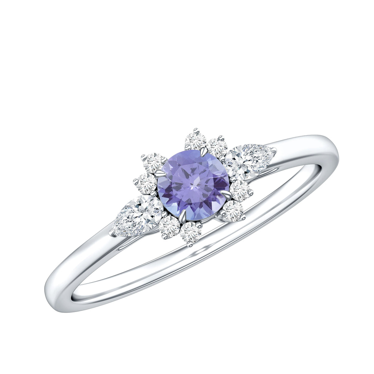 Real Tanzanite Promise Ring with Diamond