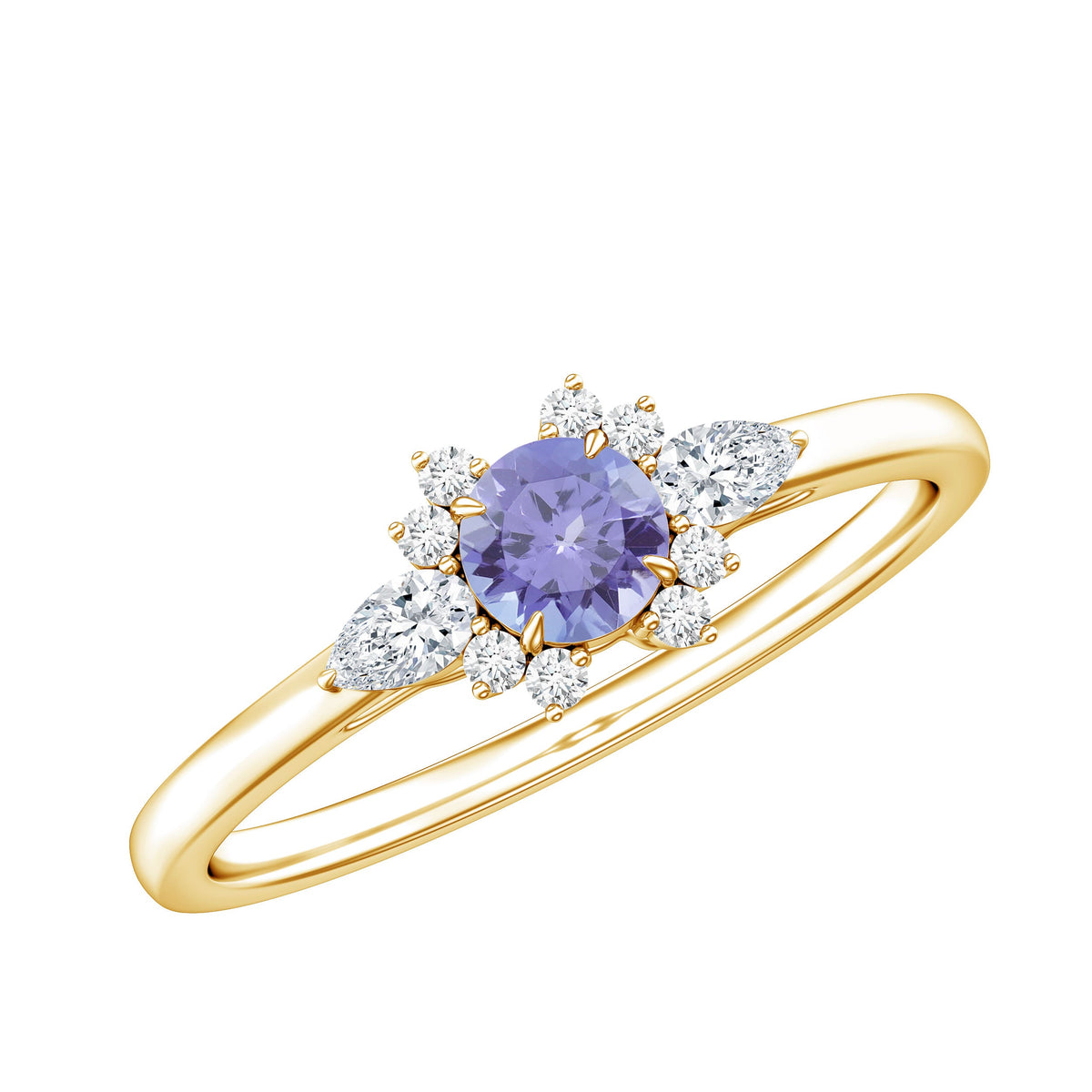 Real Tanzanite Promise Ring with Diamond
