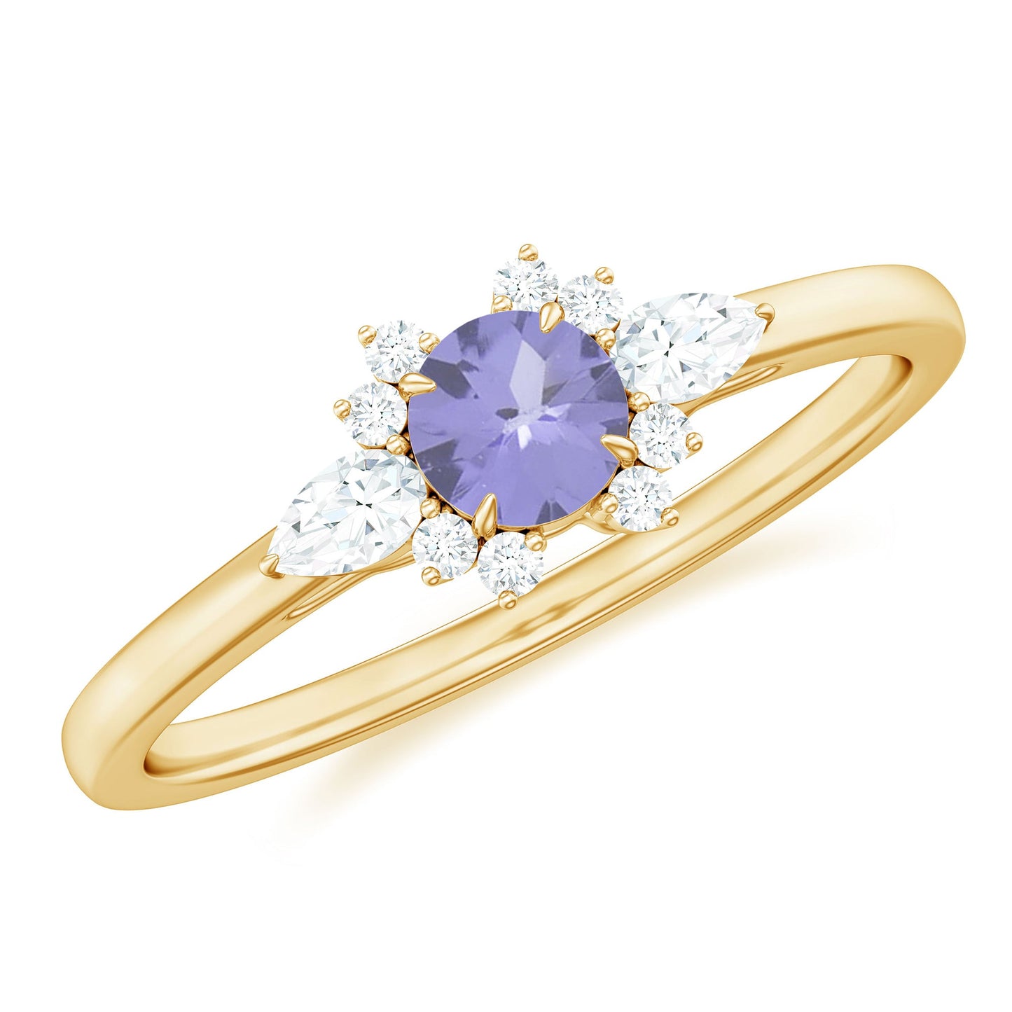Real Tanzanite Promise Ring with Diamond
