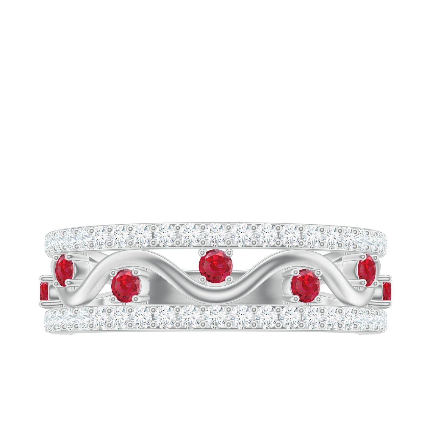 Lab Created Ruby and Diamond Designer Anniversary Band