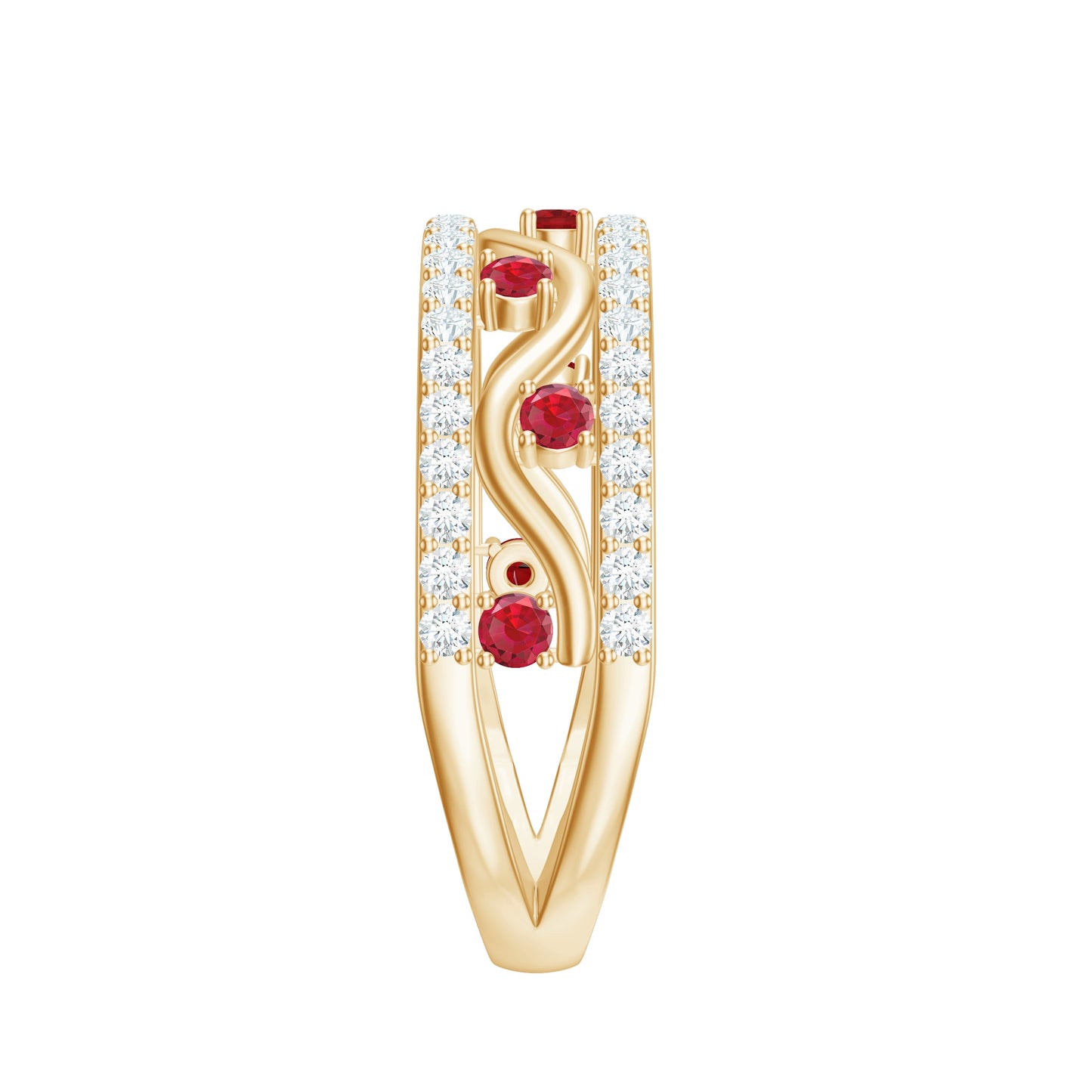 Lab Created Ruby and Diamond Designer Anniversary Band