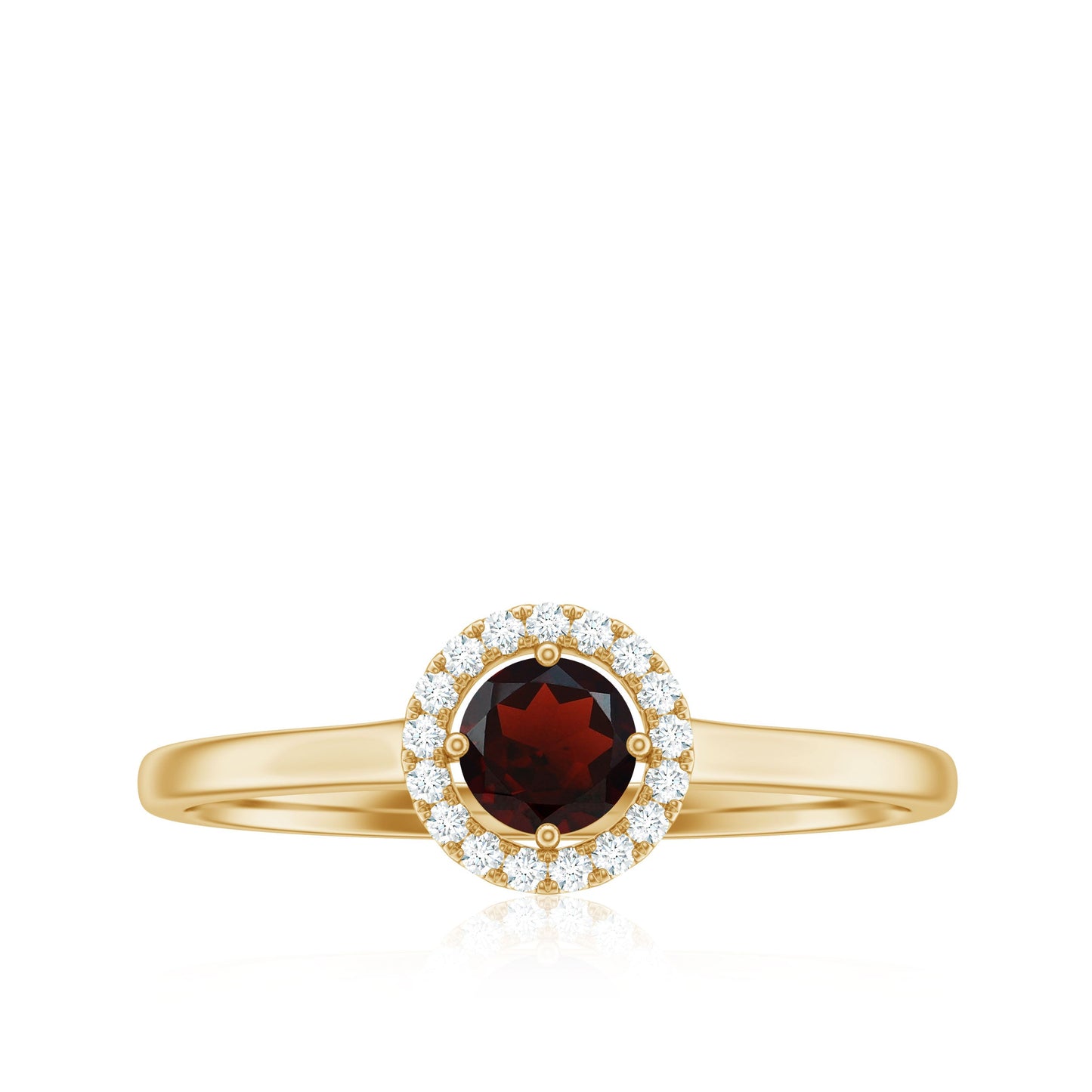 Natural Garnet Promise Ring with Diamond Halo