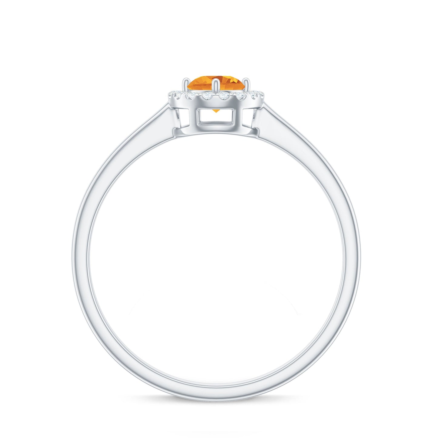 Certified Natural Citrine Promise Ring with Diamond Halo