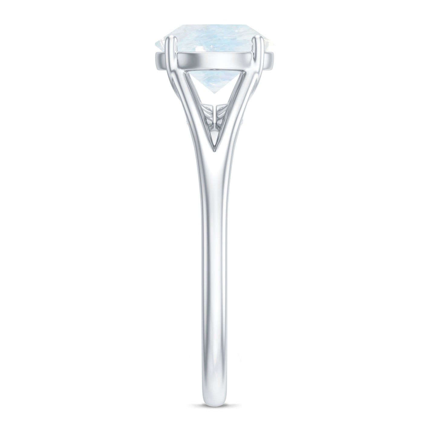 0.8 Carat Natural Moonstone Solitaire Ring with Surprise Diamond