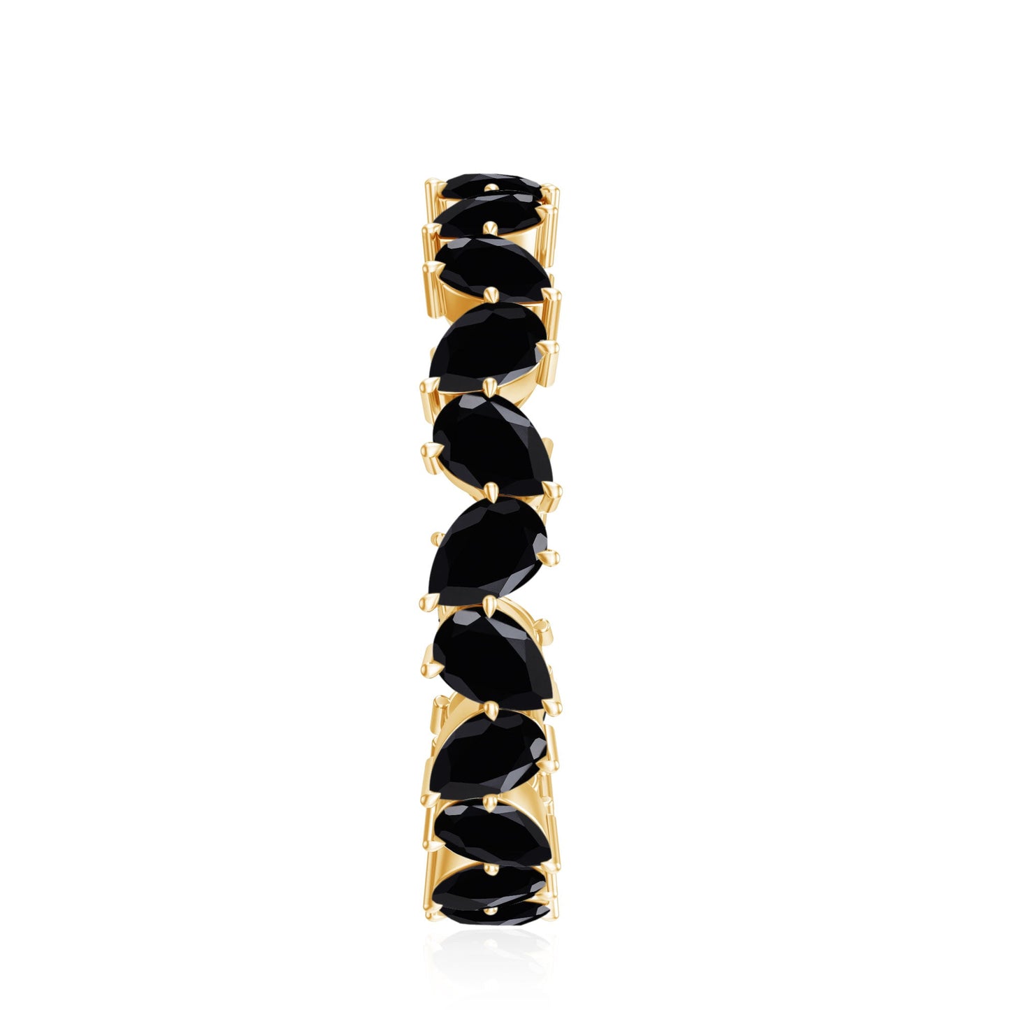 Genuine Pear Shaped Black Onyx Stackable Wedding Band