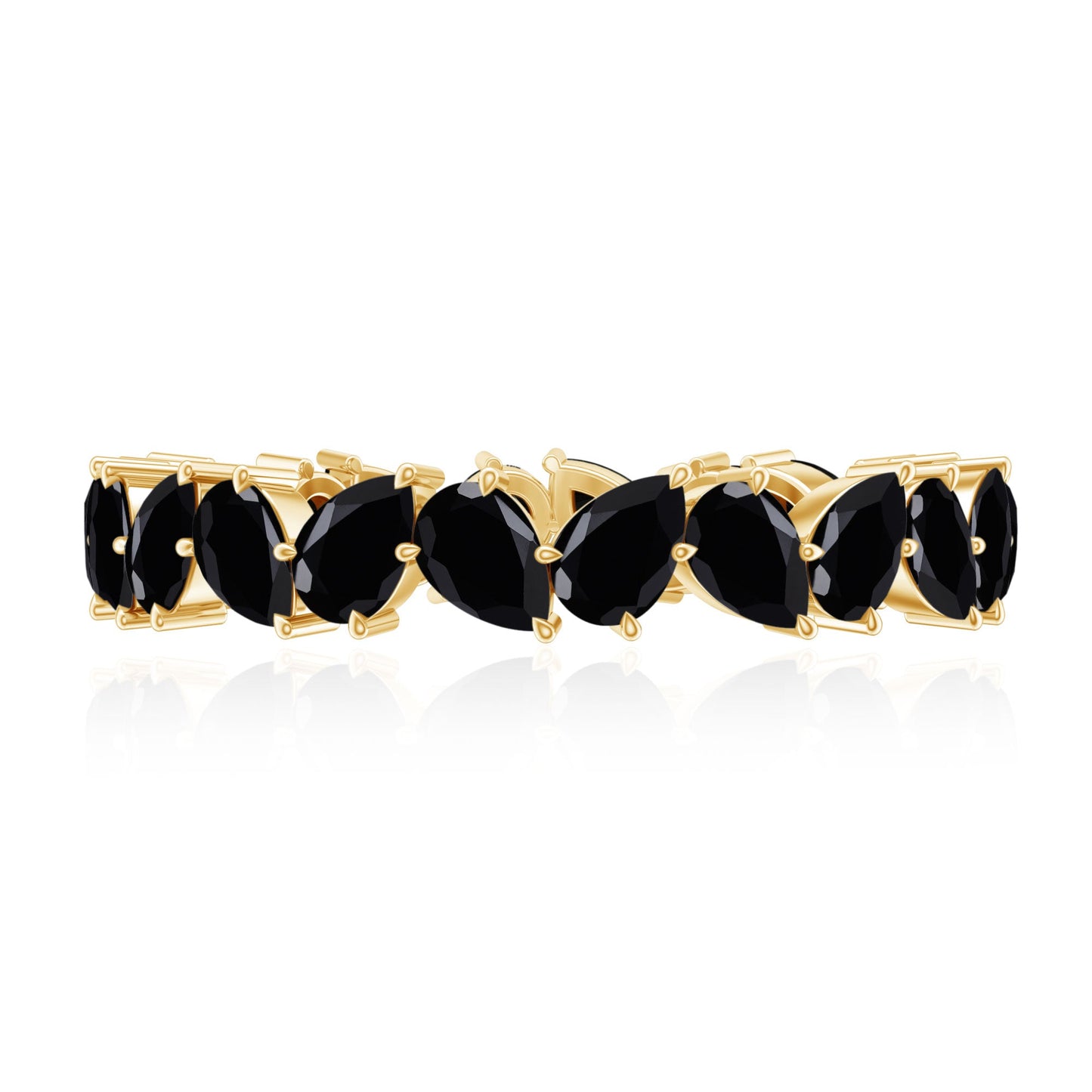 Genuine Pear Shaped Black Onyx Stackable Wedding Band