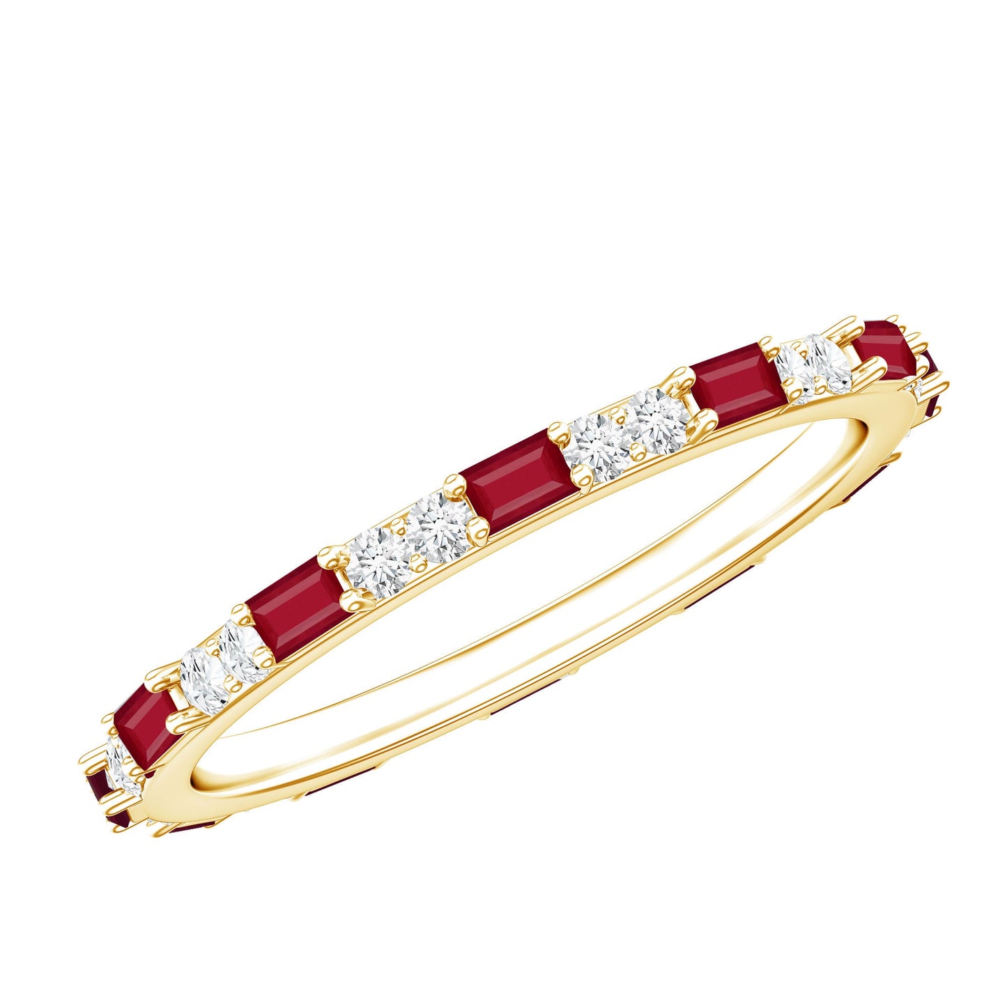 Genuine Baguette Ruby Diamond Eternity Ring for Women